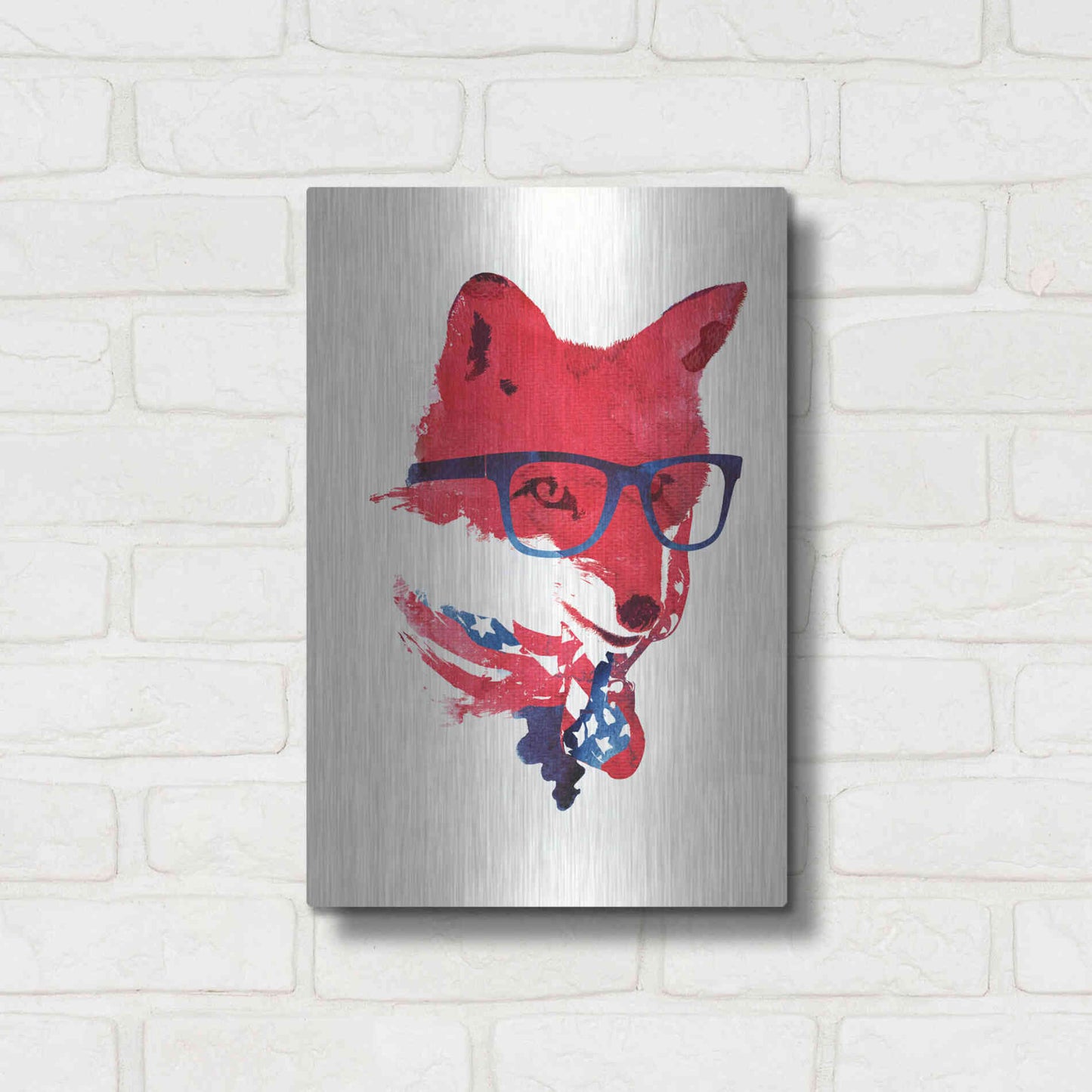 Luxe Metal Art 'American Fox' by Robert Farkas, Metal Wall Art,12x16