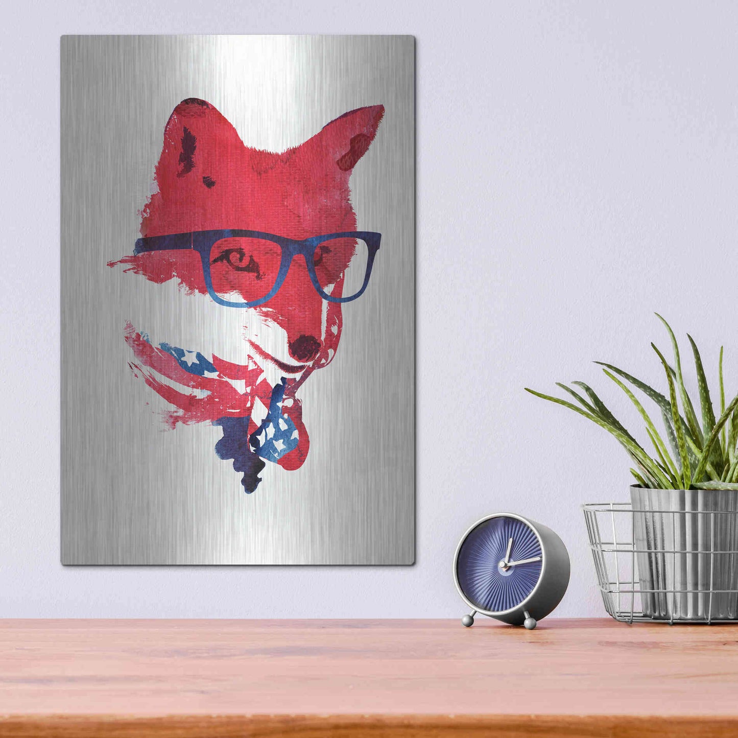 Luxe Metal Art 'American Fox' by Robert Farkas, Metal Wall Art,12x16