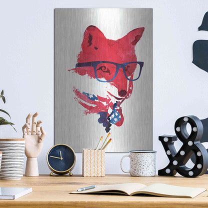 Luxe Metal Art 'American Fox' by Robert Farkas, Metal Wall Art,12x16