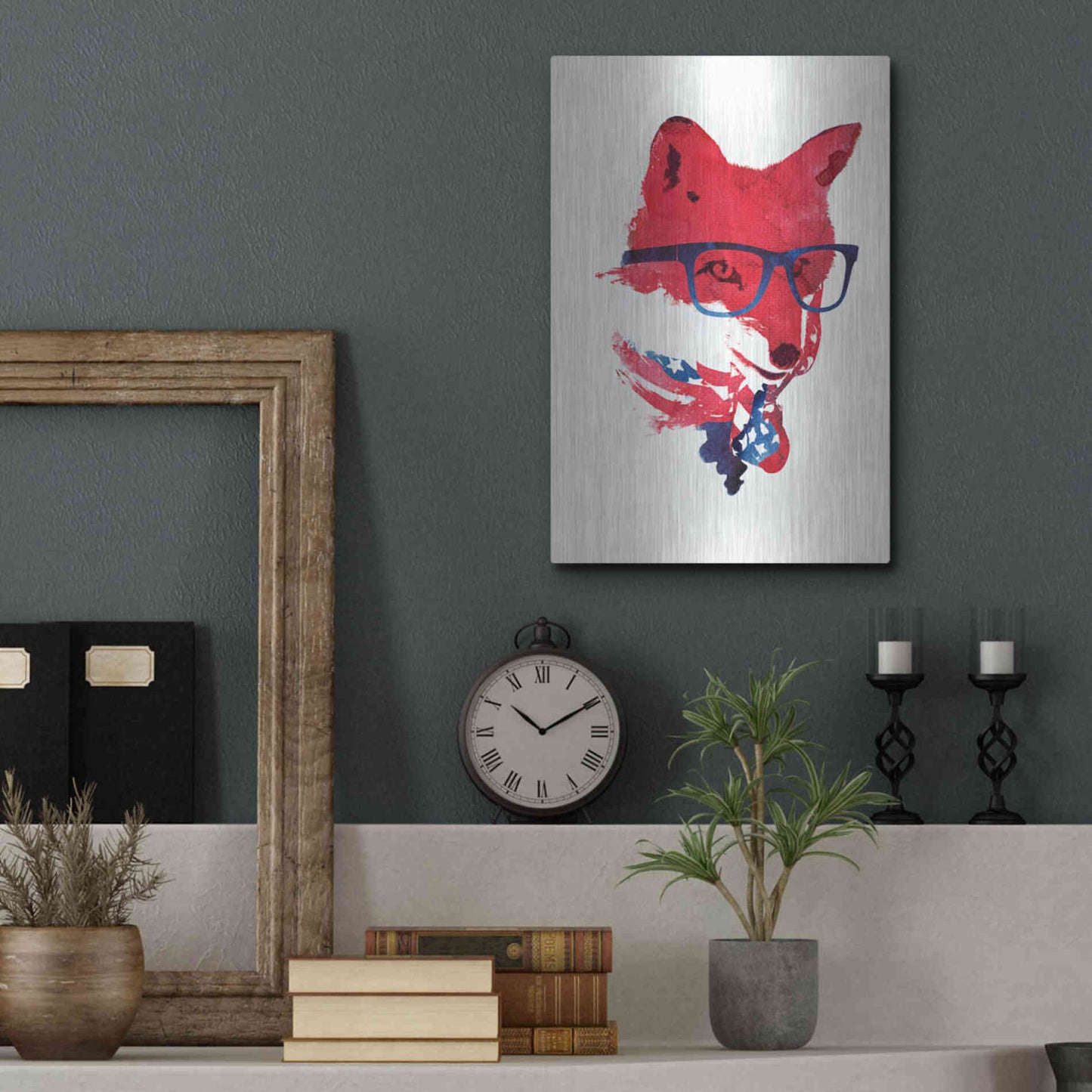 Luxe Metal Art 'American Fox' by Robert Farkas, Metal Wall Art,12x16