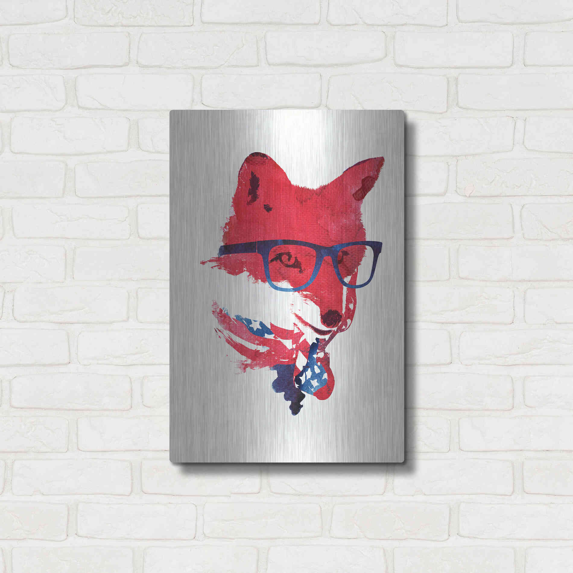 Luxe Metal Art 'American Fox' by Robert Farkas, Metal Wall Art,16x24