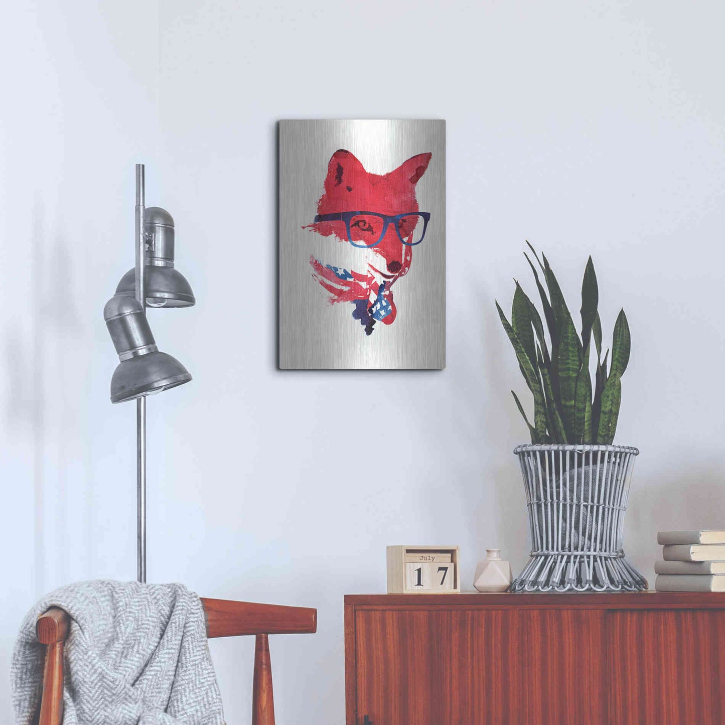 Luxe Metal Art 'American Fox' by Robert Farkas, Metal Wall Art,16x24