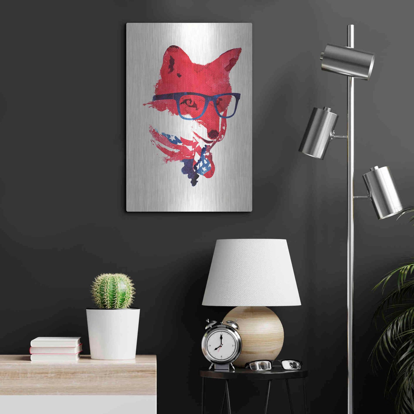 Luxe Metal Art 'American Fox' by Robert Farkas, Metal Wall Art,16x24