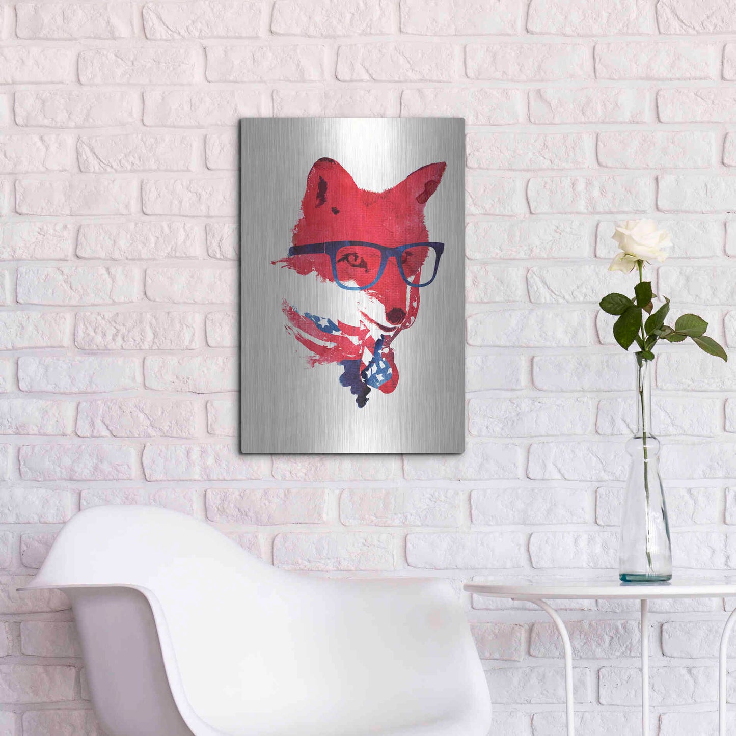 Luxe Metal Art 'American Fox' by Robert Farkas, Metal Wall Art,16x24