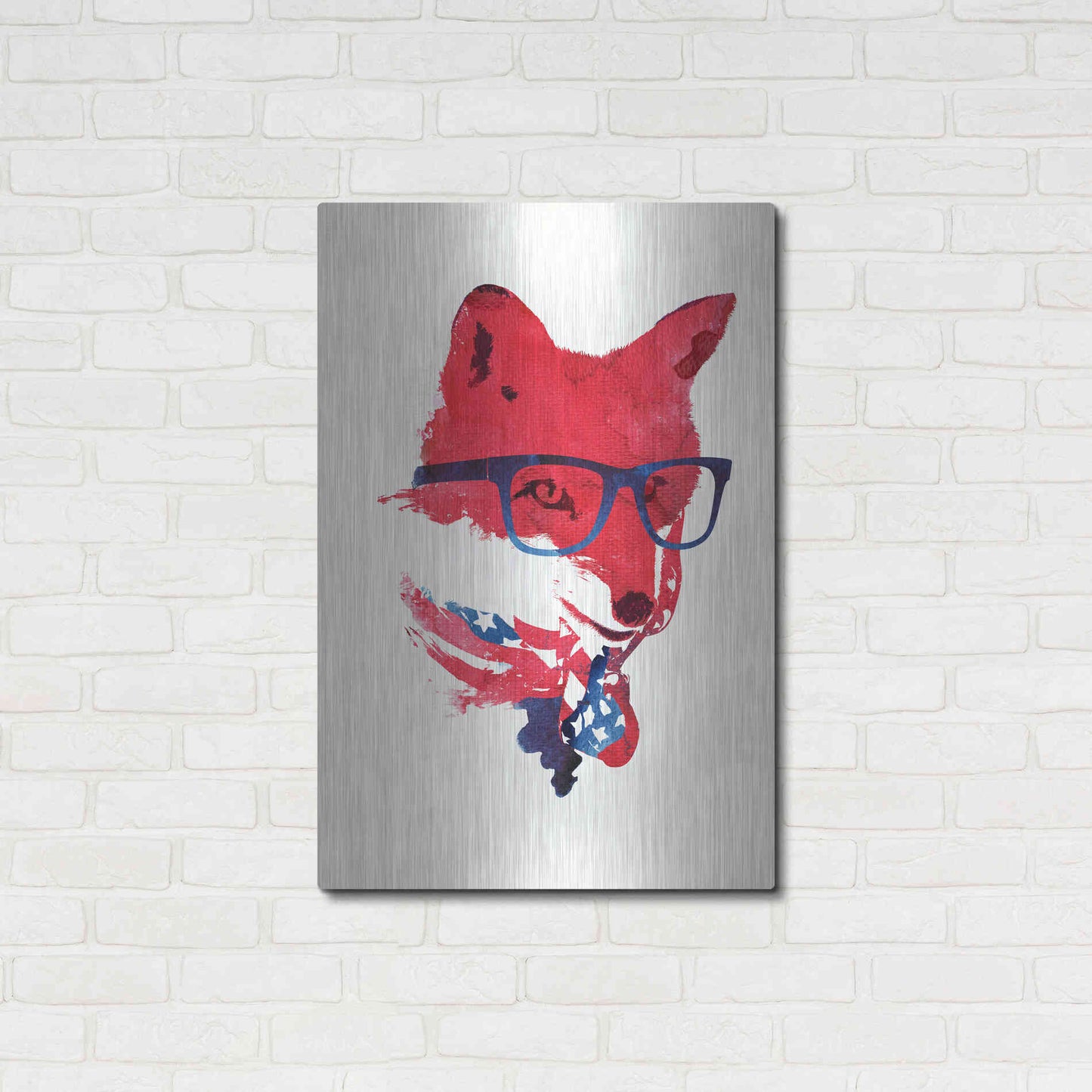 Luxe Metal Art 'American Fox' by Robert Farkas, Metal Wall Art,24x36