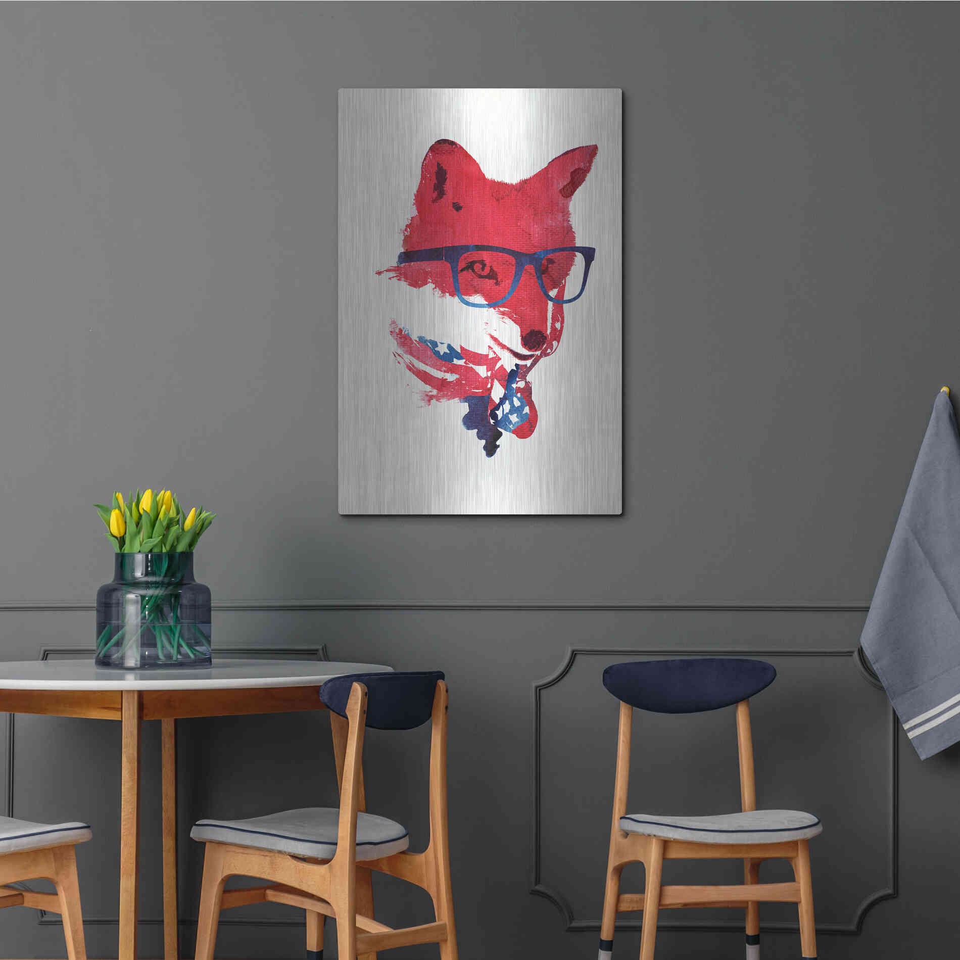 Luxe Metal Art 'American Fox' by Robert Farkas, Metal Wall Art,24x36