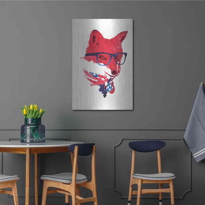 Luxe Metal Art 'American Fox' by Robert Farkas, Metal Wall Art,24x36