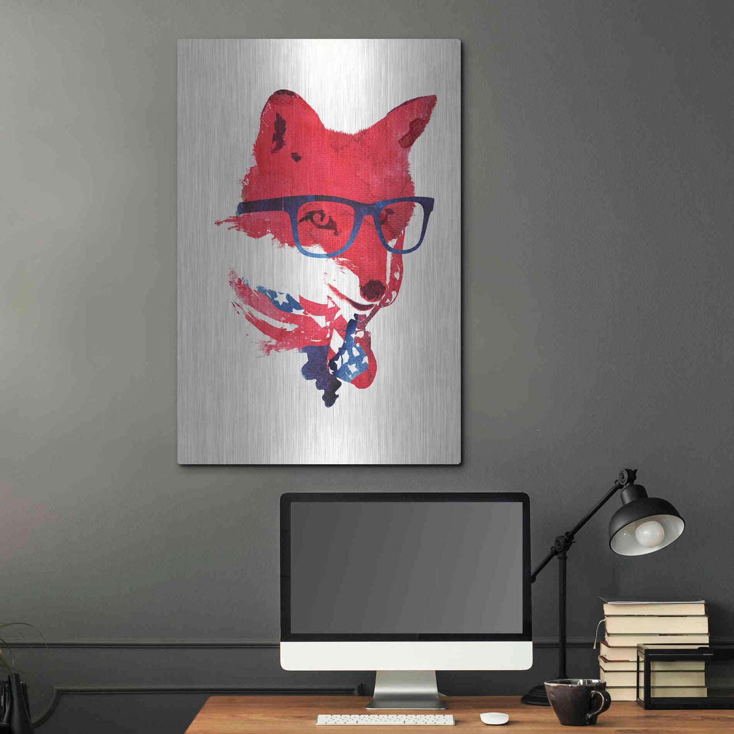 Luxe Metal Art 'American Fox' by Robert Farkas, Metal Wall Art,24x36