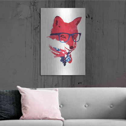 Luxe Metal Art 'American Fox' by Robert Farkas, Metal Wall Art,24x36