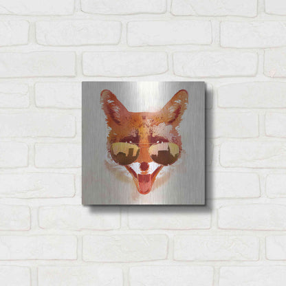Luxe Metal Art 'Big Town Fox' by Robert Farkas, Metal Wall Art,12x12