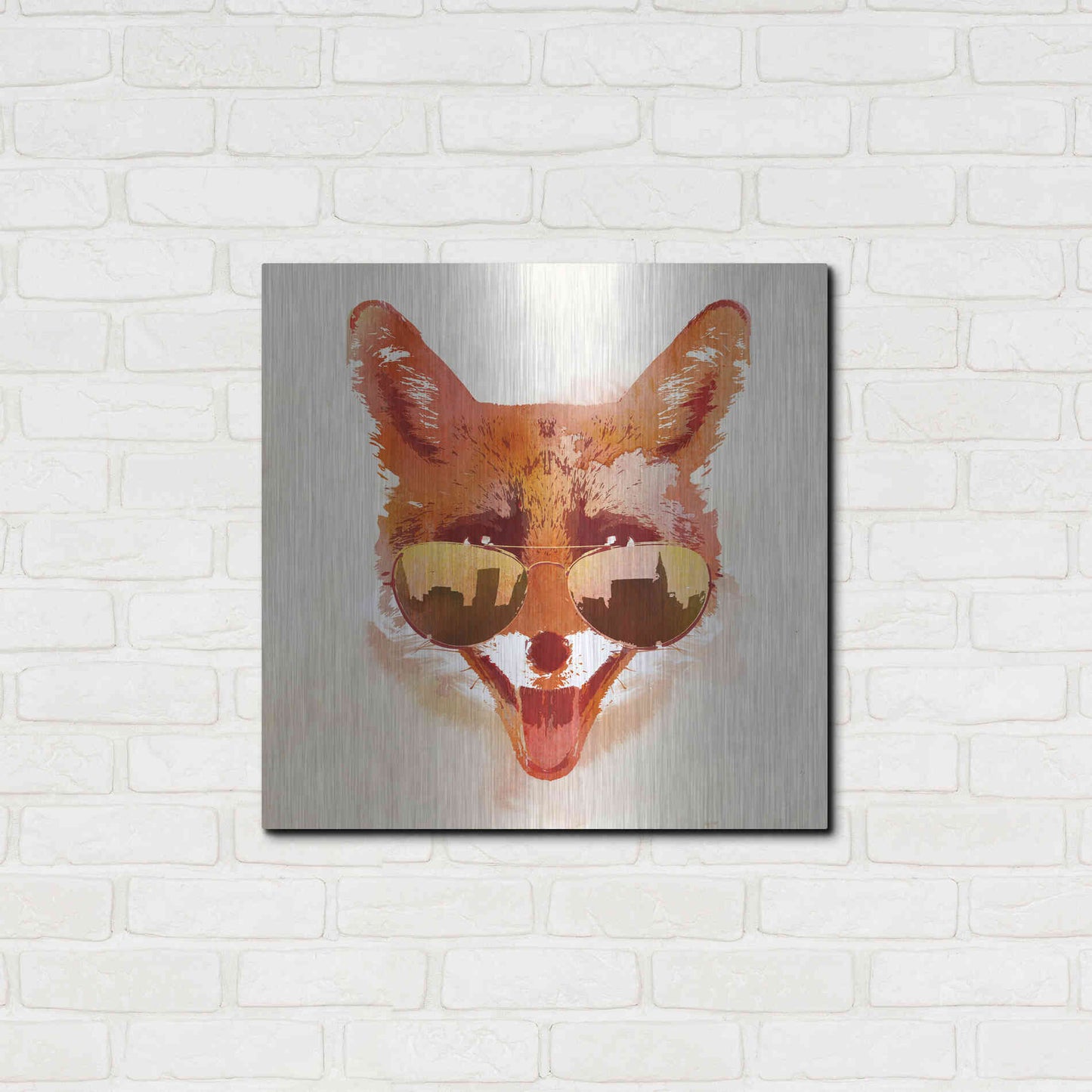 Luxe Metal Art 'Big Town Fox' by Robert Farkas, Metal Wall Art,24x24