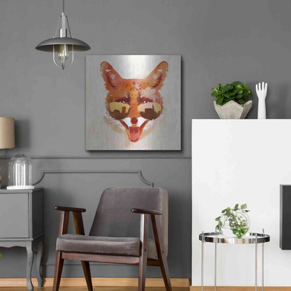Luxe Metal Art 'Big Town Fox' by Robert Farkas, Metal Wall Art,24x24