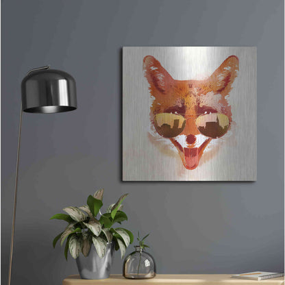 Luxe Metal Art 'Big Town Fox' by Robert Farkas, Metal Wall Art,24x24