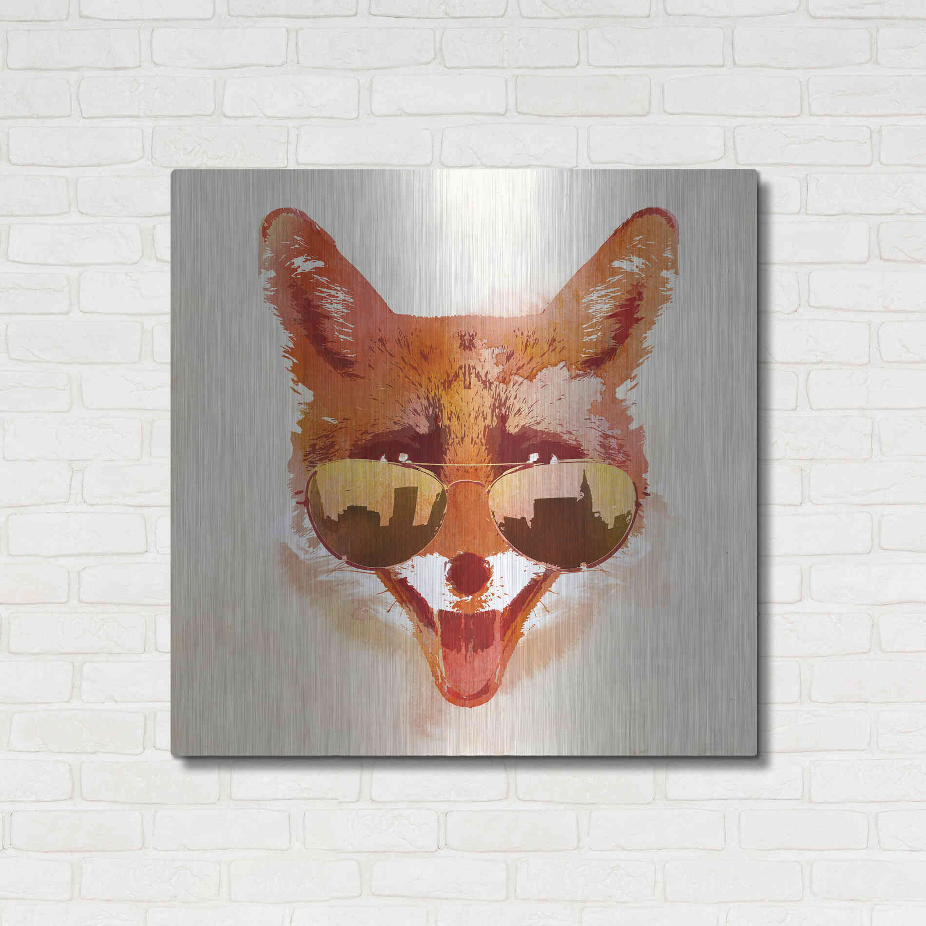 Luxe Metal Art 'Big Town Fox' by Robert Farkas, Metal Wall Art,36x36