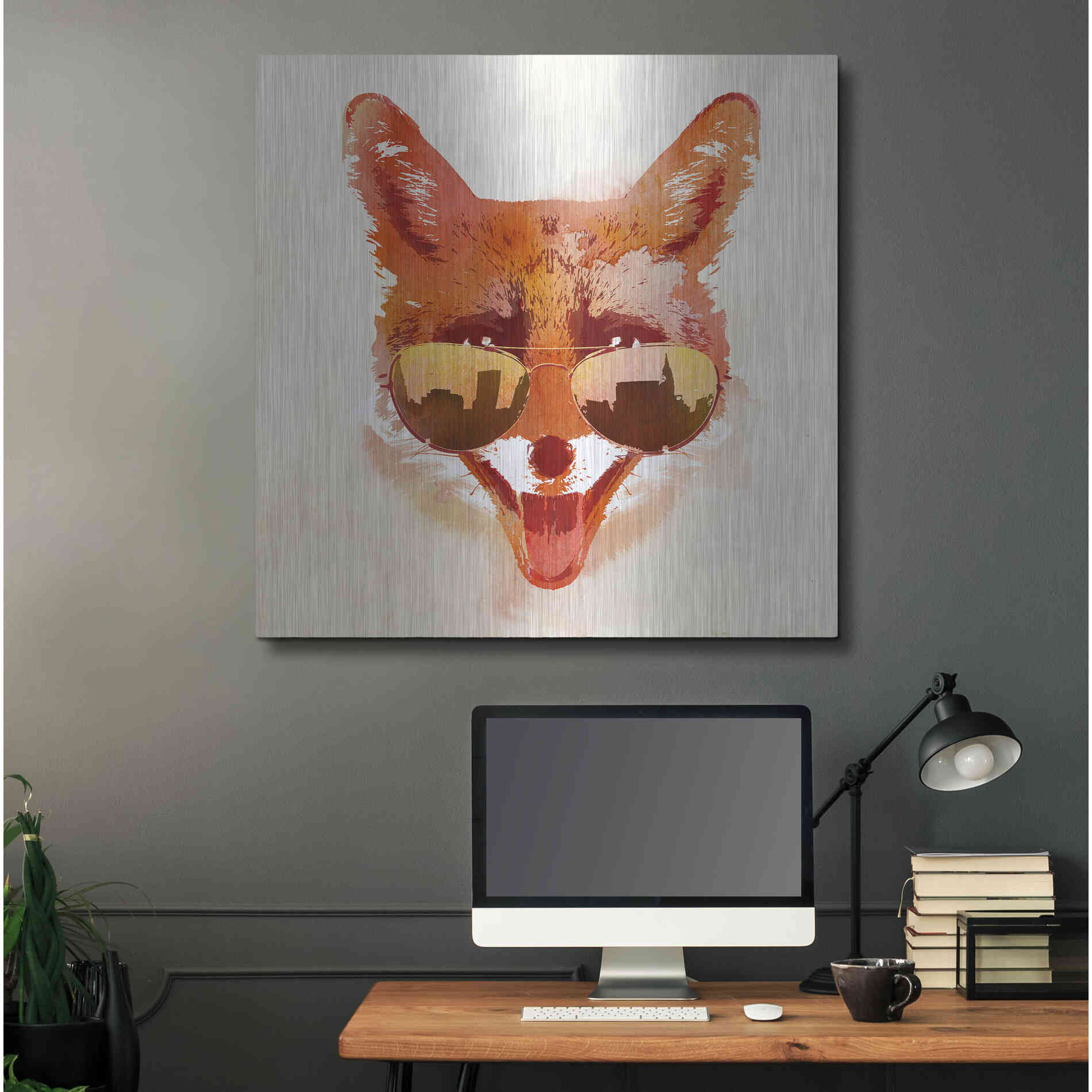 Luxe Metal Art 'Big Town Fox' by Robert Farkas, Metal Wall Art,36x36