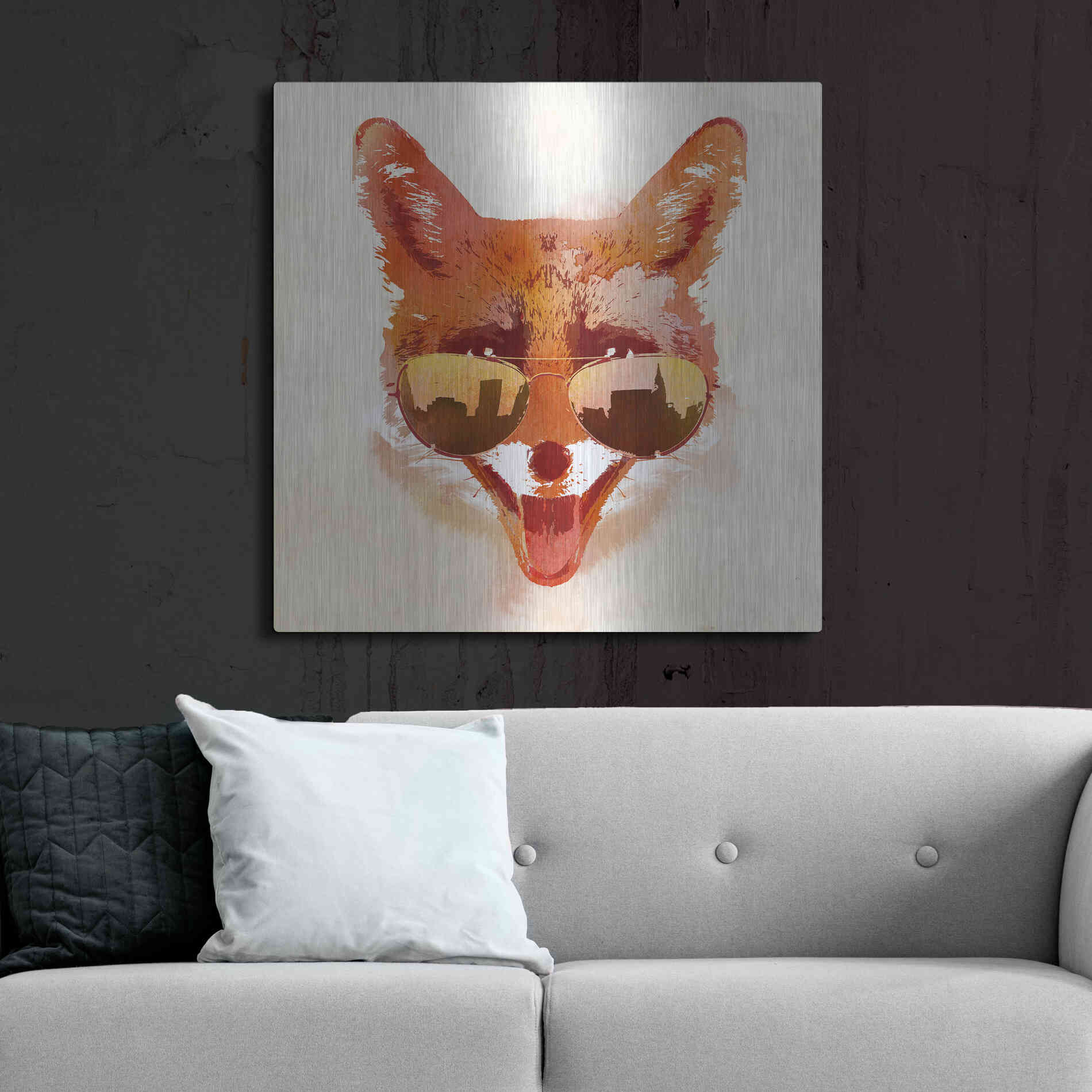 Luxe Metal Art 'Big Town Fox' by Robert Farkas, Metal Wall Art,36x36