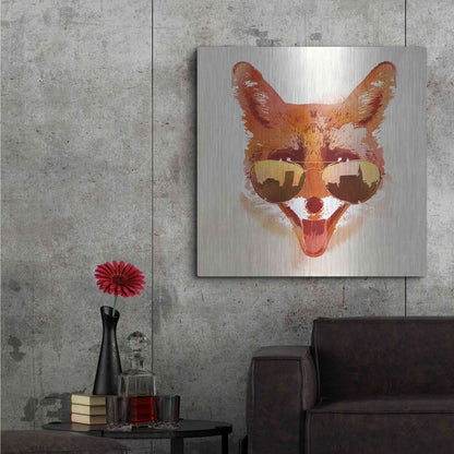 Luxe Metal Art 'Big Town Fox' by Robert Farkas, Metal Wall Art,36x36