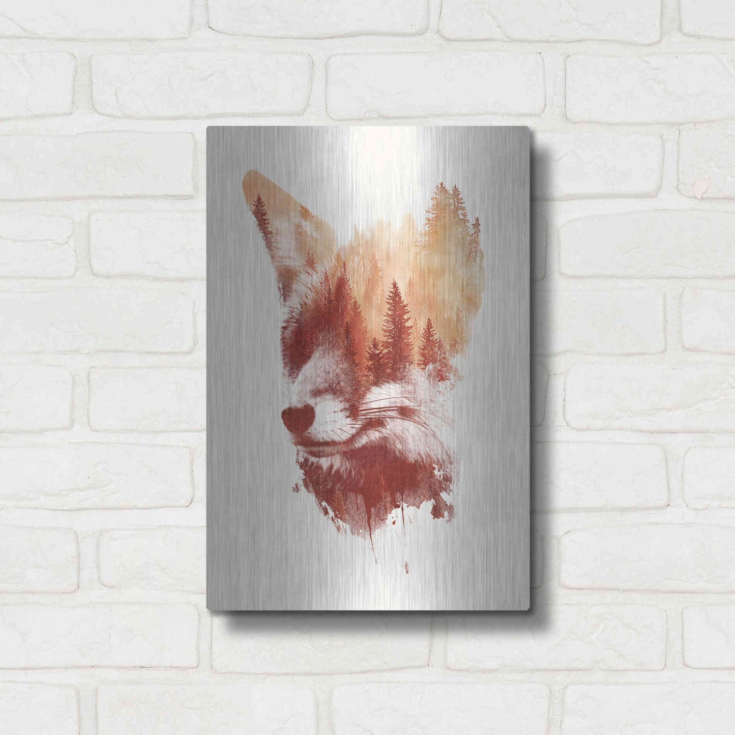 Luxe Metal Art 'Blind Fox' by Robert Farkas, Metal Wall Art,12x16