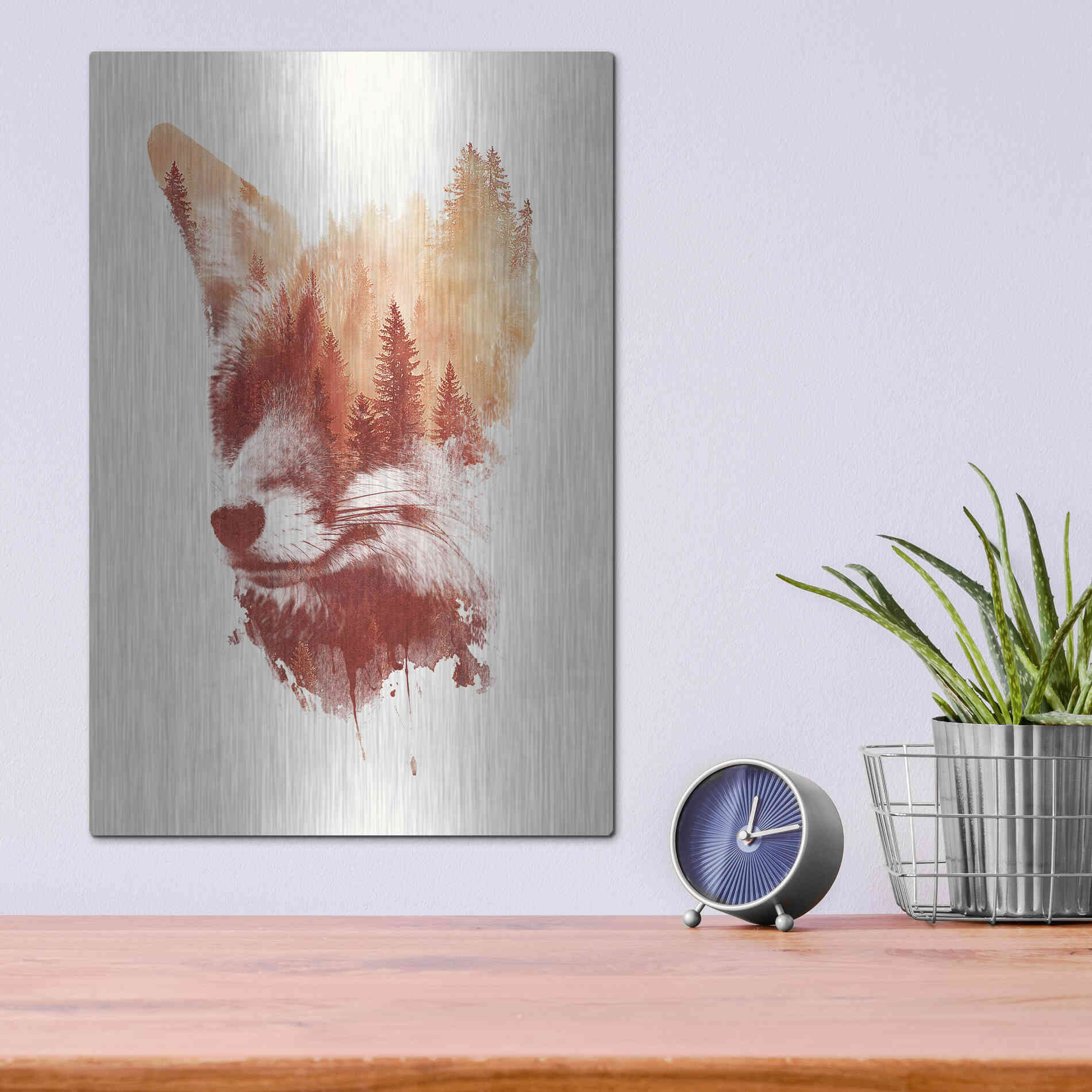 Luxe Metal Art 'Blind Fox' by Robert Farkas, Metal Wall Art,12x16