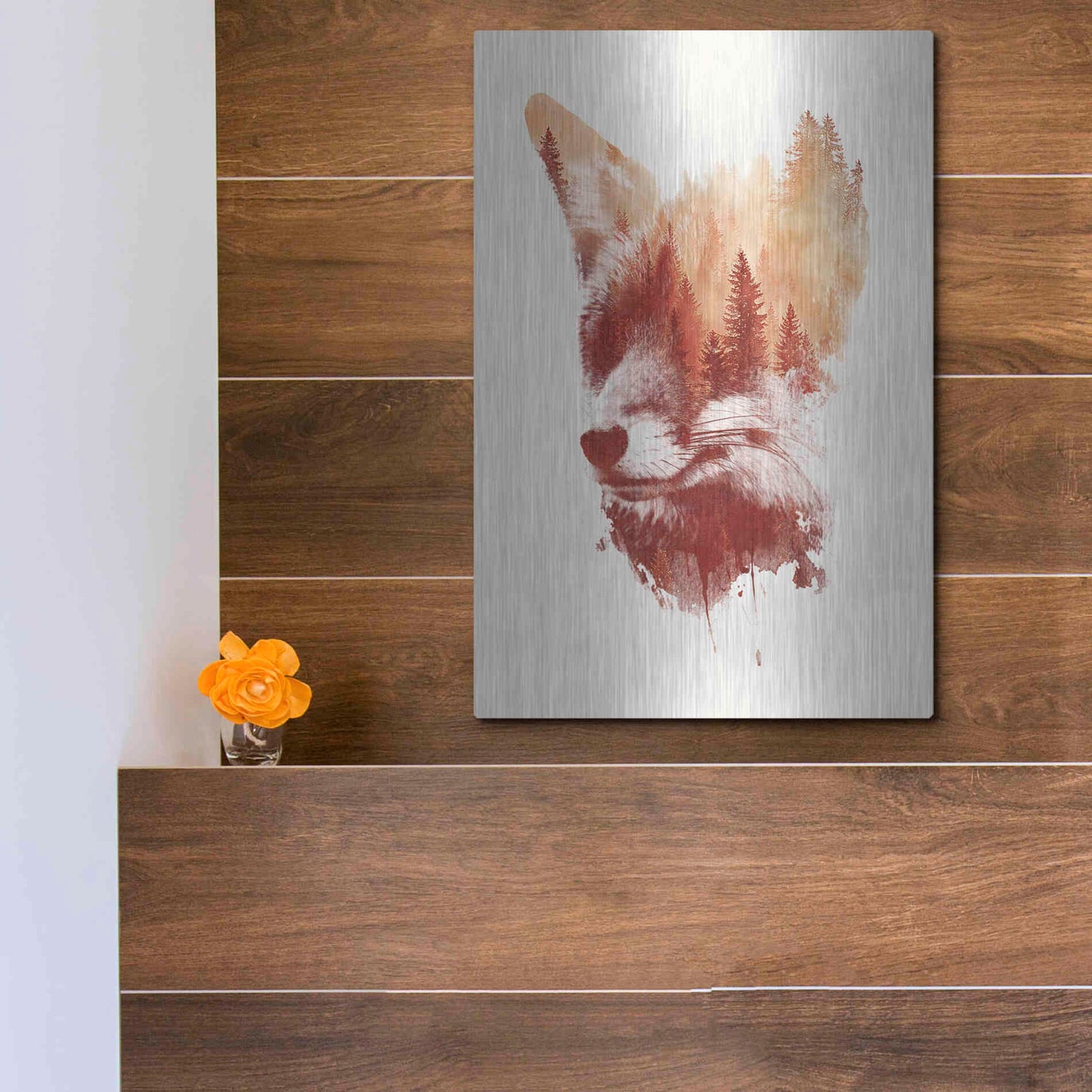 Luxe Metal Art 'Blind Fox' by Robert Farkas, Metal Wall Art,12x16