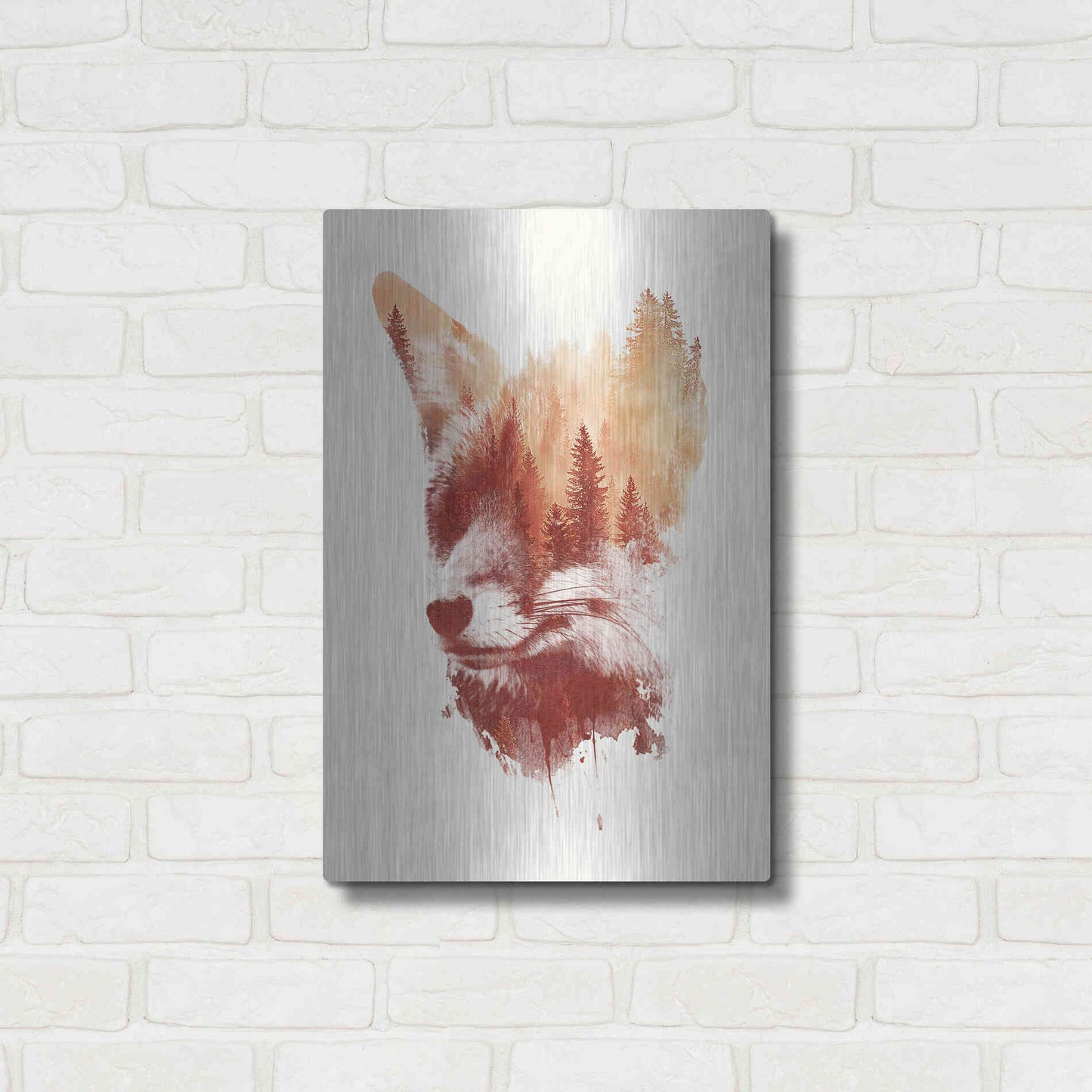 Luxe Metal Art 'Blind Fox' by Robert Farkas, Metal Wall Art,16x24