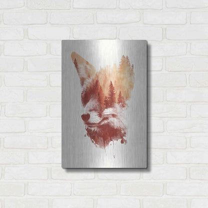 Luxe Metal Art 'Blind Fox' by Robert Farkas, Metal Wall Art,16x24
