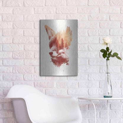 Luxe Metal Art 'Blind Fox' by Robert Farkas, Metal Wall Art,16x24