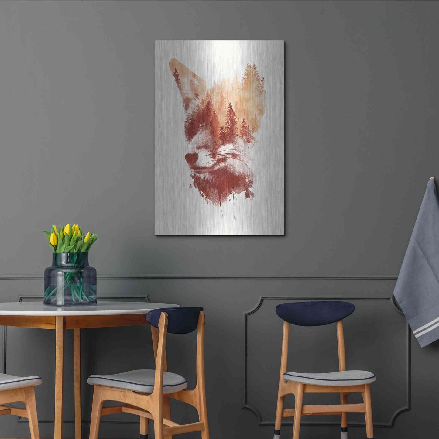 Luxe Metal Art 'Blind Fox' by Robert Farkas, Metal Wall Art,24x36