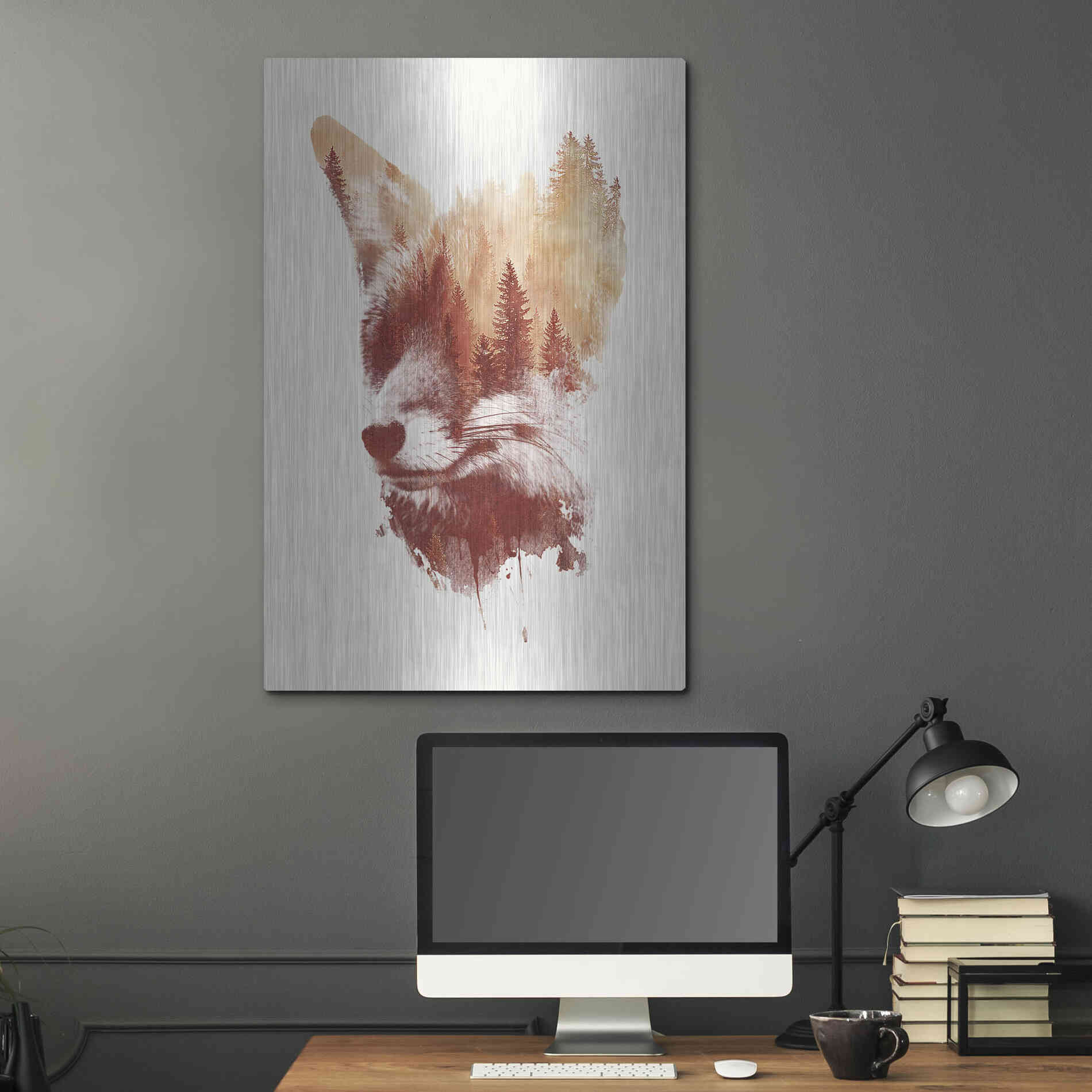 Luxe Metal Art 'Blind Fox' by Robert Farkas, Metal Wall Art,24x36