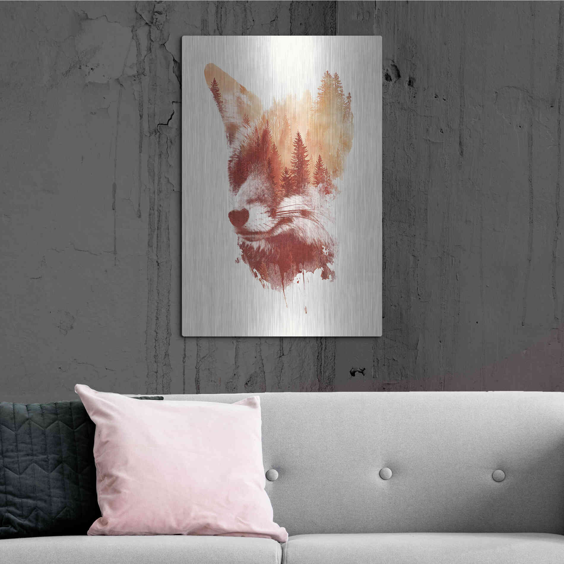 Luxe Metal Art 'Blind Fox' by Robert Farkas, Metal Wall Art,24x36