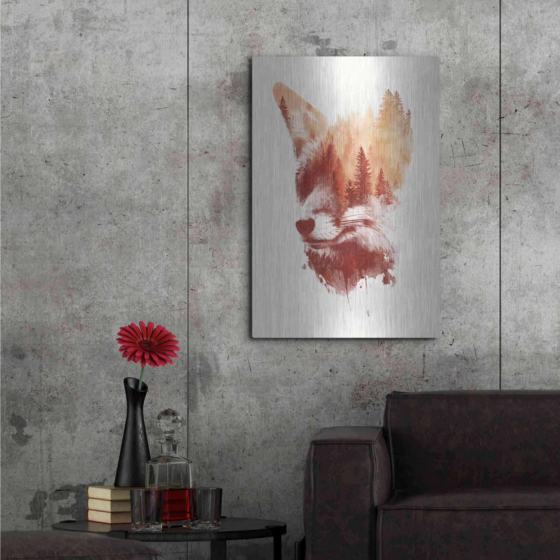 Luxe Metal Art 'Blind Fox' by Robert Farkas, Metal Wall Art,24x36