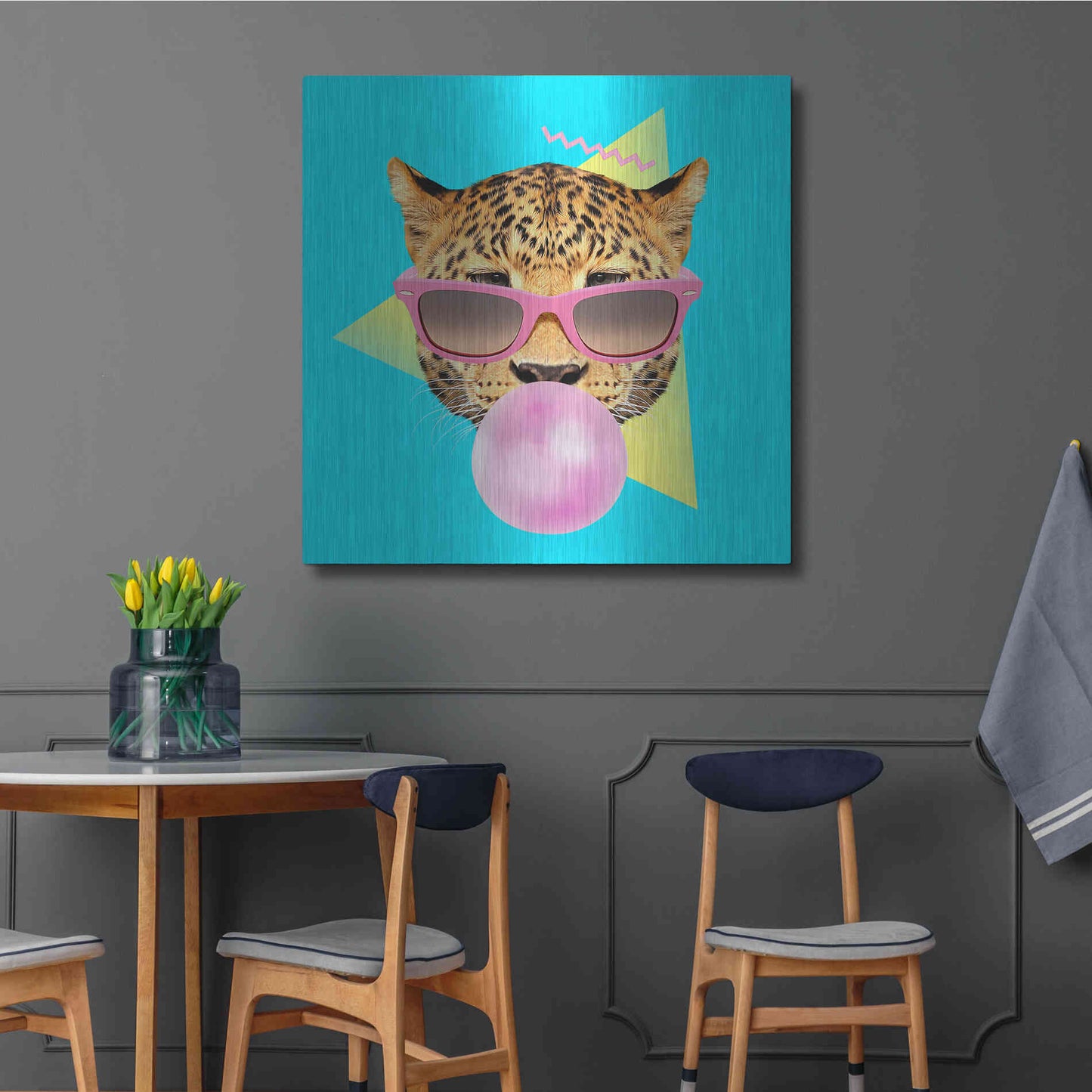 Luxe Metal Art 'Bubble Gum' by Robert Farkas, Metal Wall Art,36x36