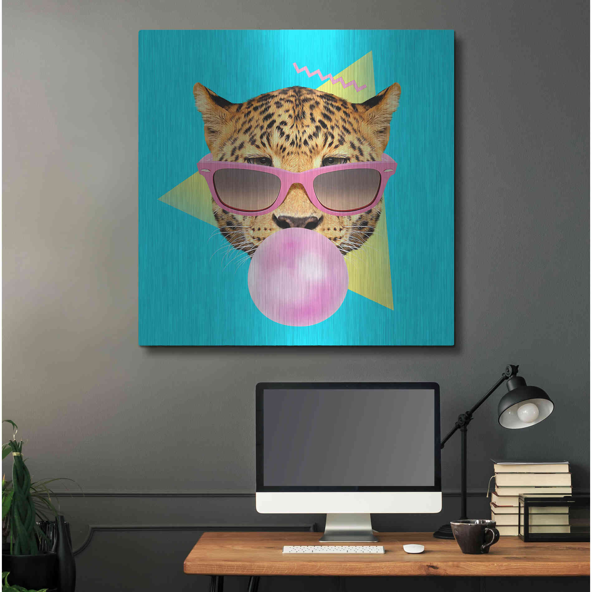 Luxe Metal Art 'Bubble Gum' by Robert Farkas, Metal Wall Art,36x36