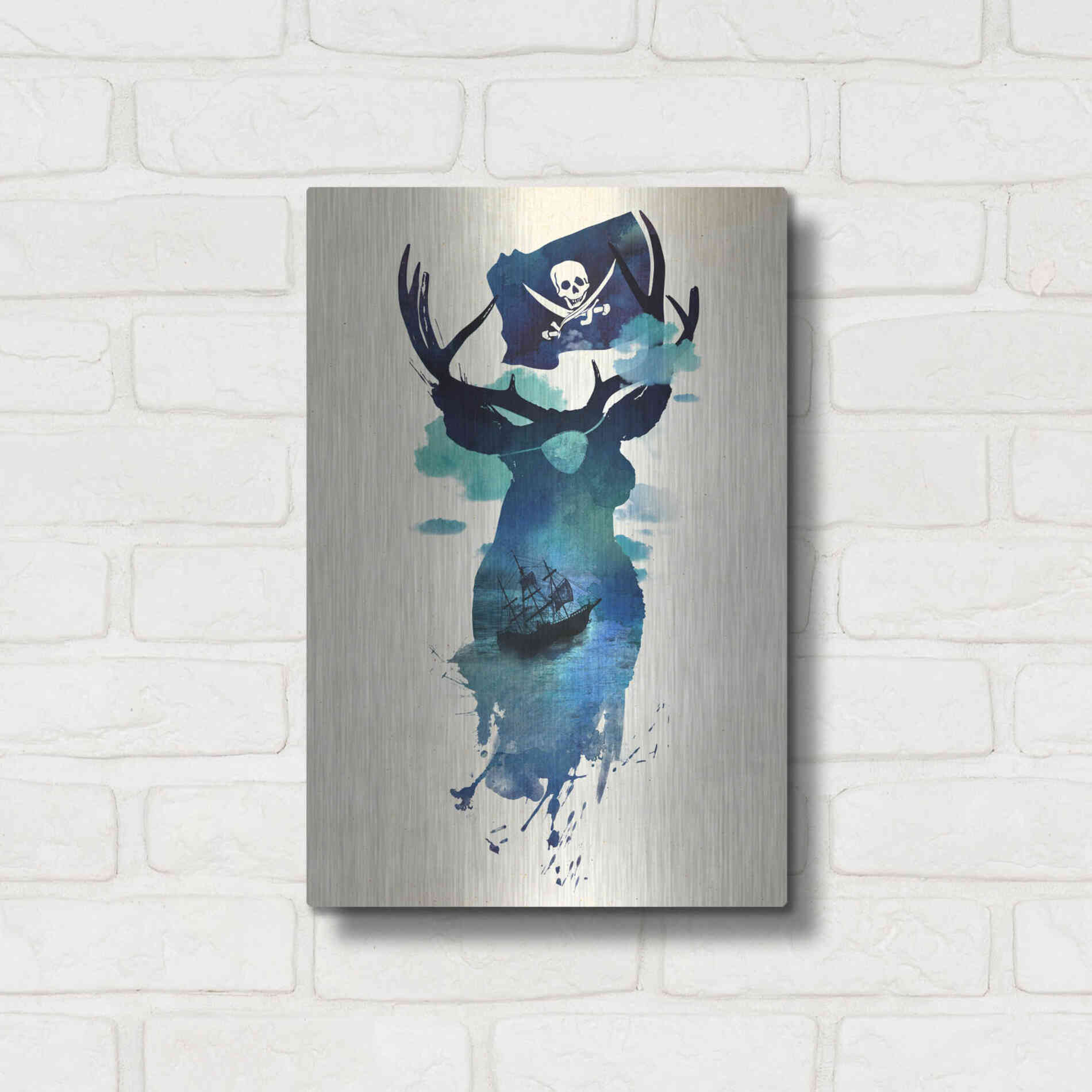 Luxe Metal Art 'Captain Hook' by Robert Farkas, Metal Wall Art,12x16