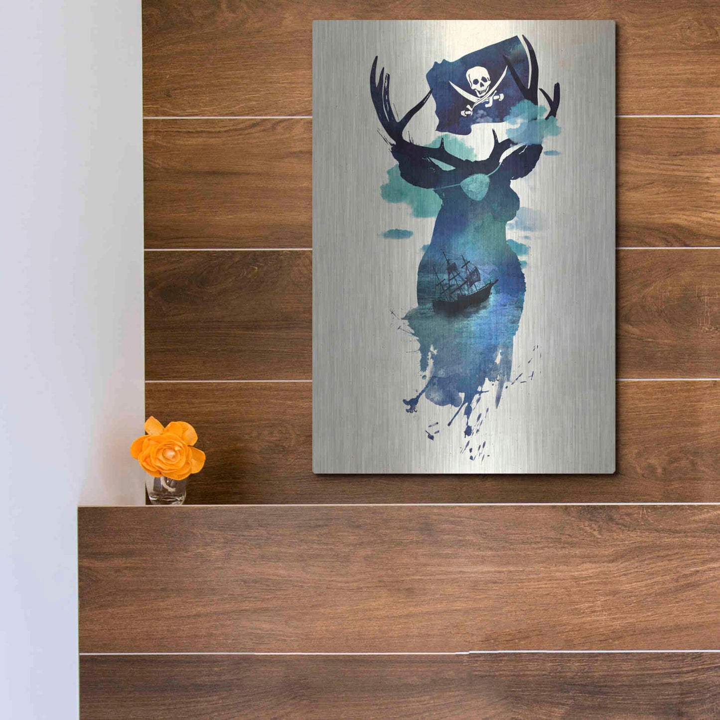 Luxe Metal Art 'Captain Hook' by Robert Farkas, Metal Wall Art,12x16