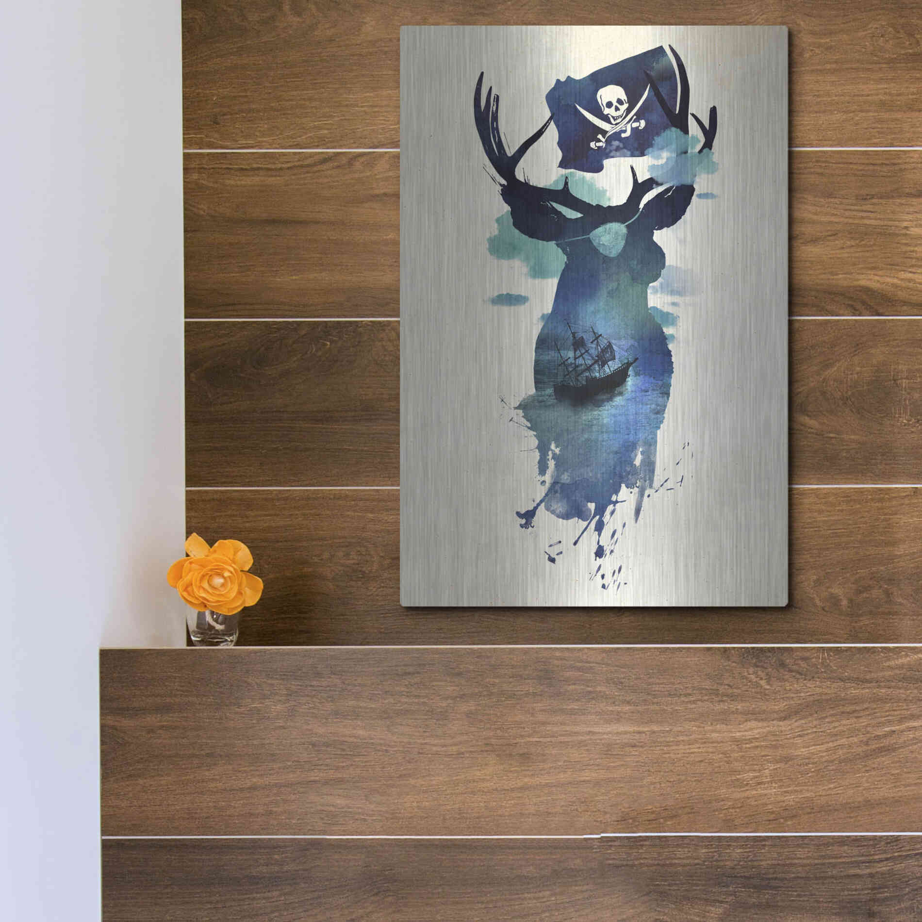 Luxe Metal Art 'Captain Hook' by Robert Farkas, Metal Wall Art,12x16