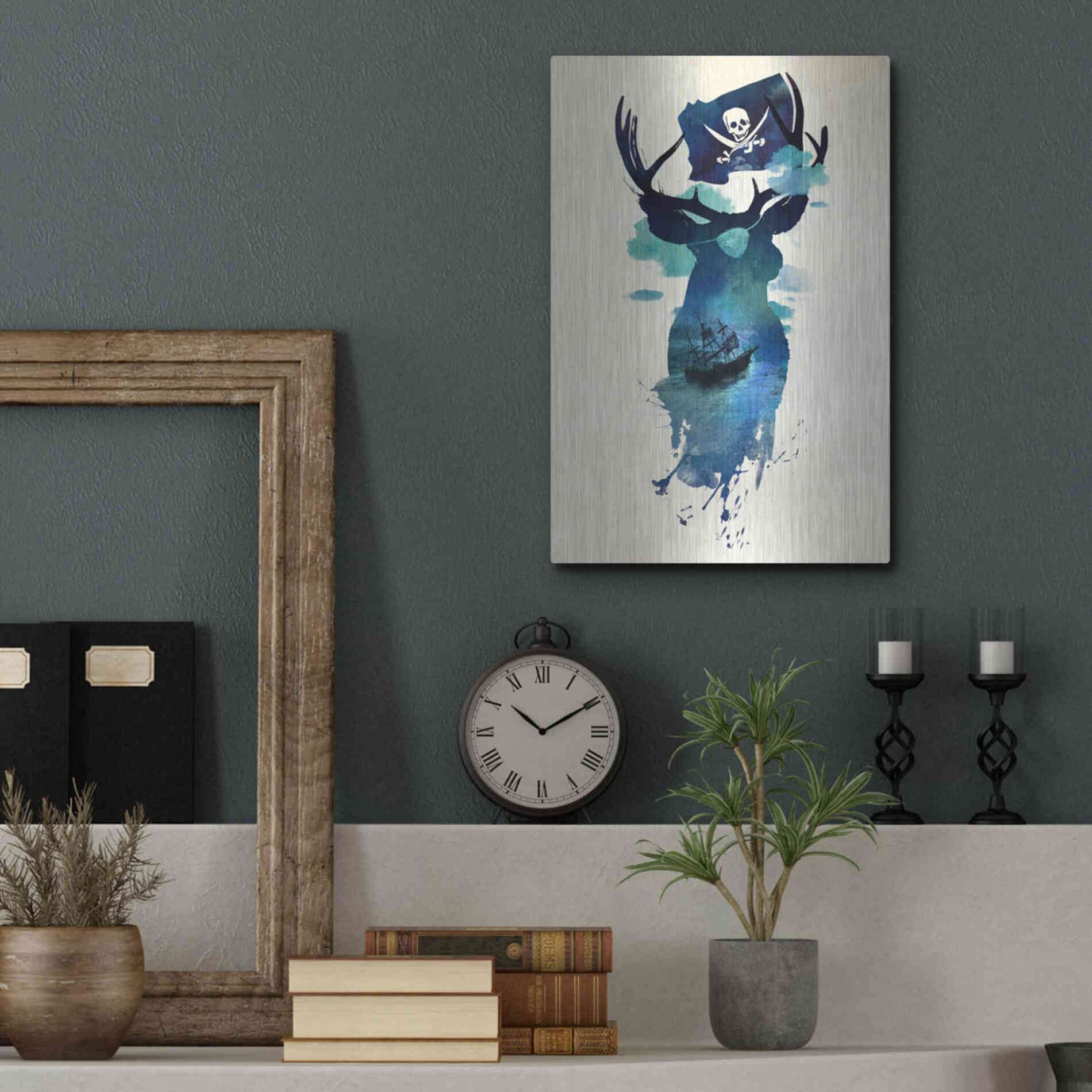 Luxe Metal Art 'Captain Hook' by Robert Farkas, Metal Wall Art,12x16