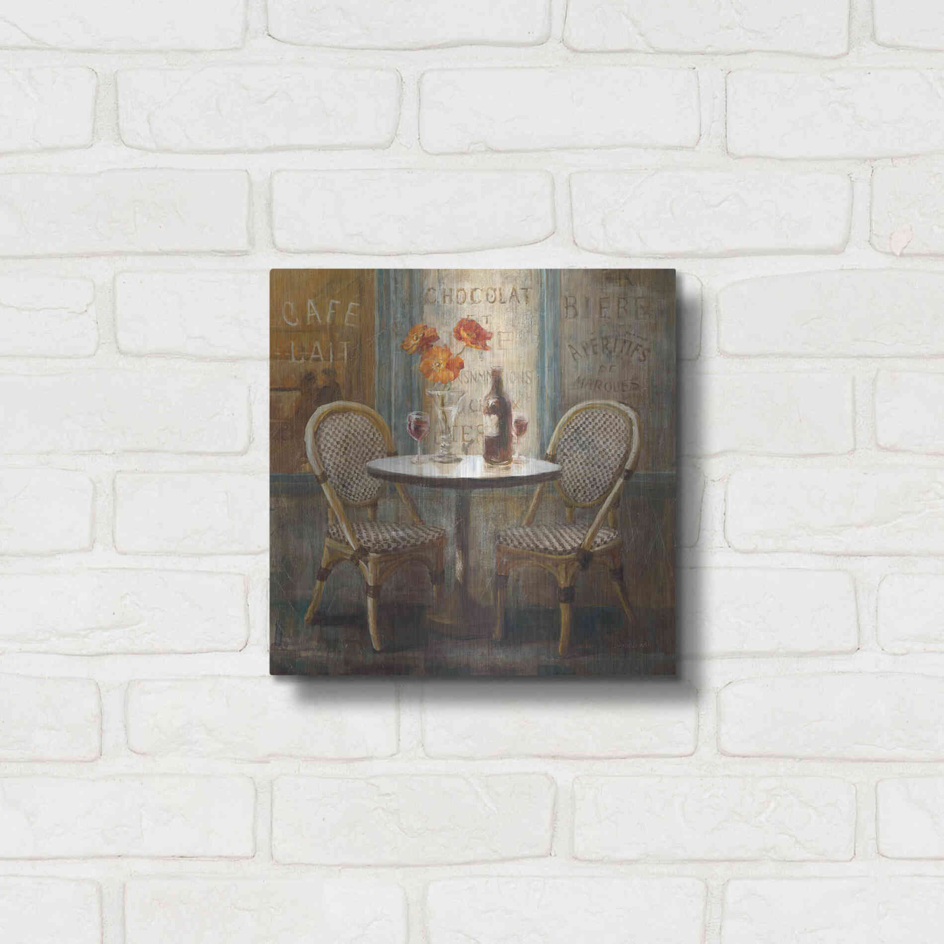 Luxe Metal Art 'Meet Me at Le Cafe I' by Danhui Nai, Metal Wall Art,12x12