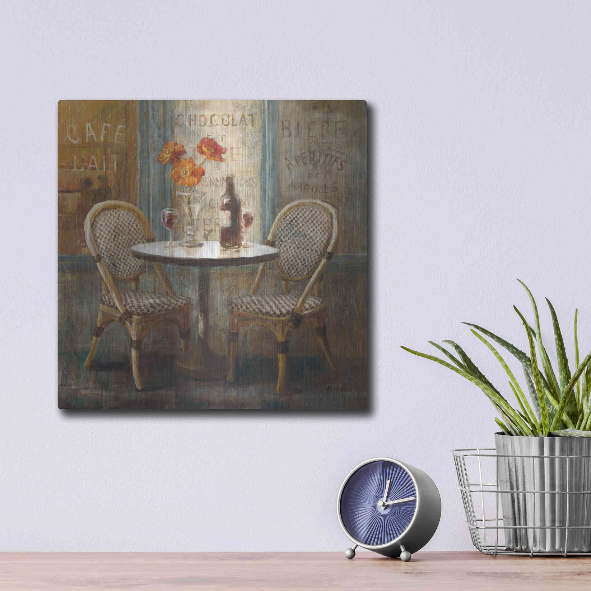 Luxe Metal Art 'Meet Me at Le Cafe I' by Danhui Nai, Metal Wall Art,12x12