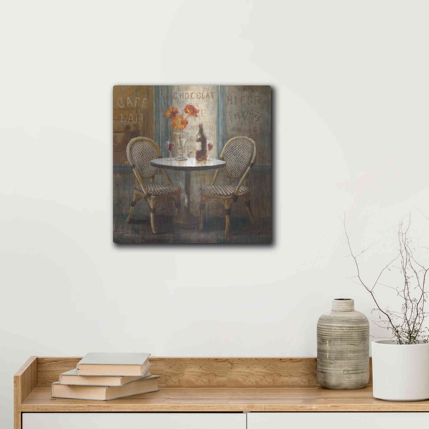 Luxe Metal Art 'Meet Me at Le Cafe I' by Danhui Nai, Metal Wall Art,12x12