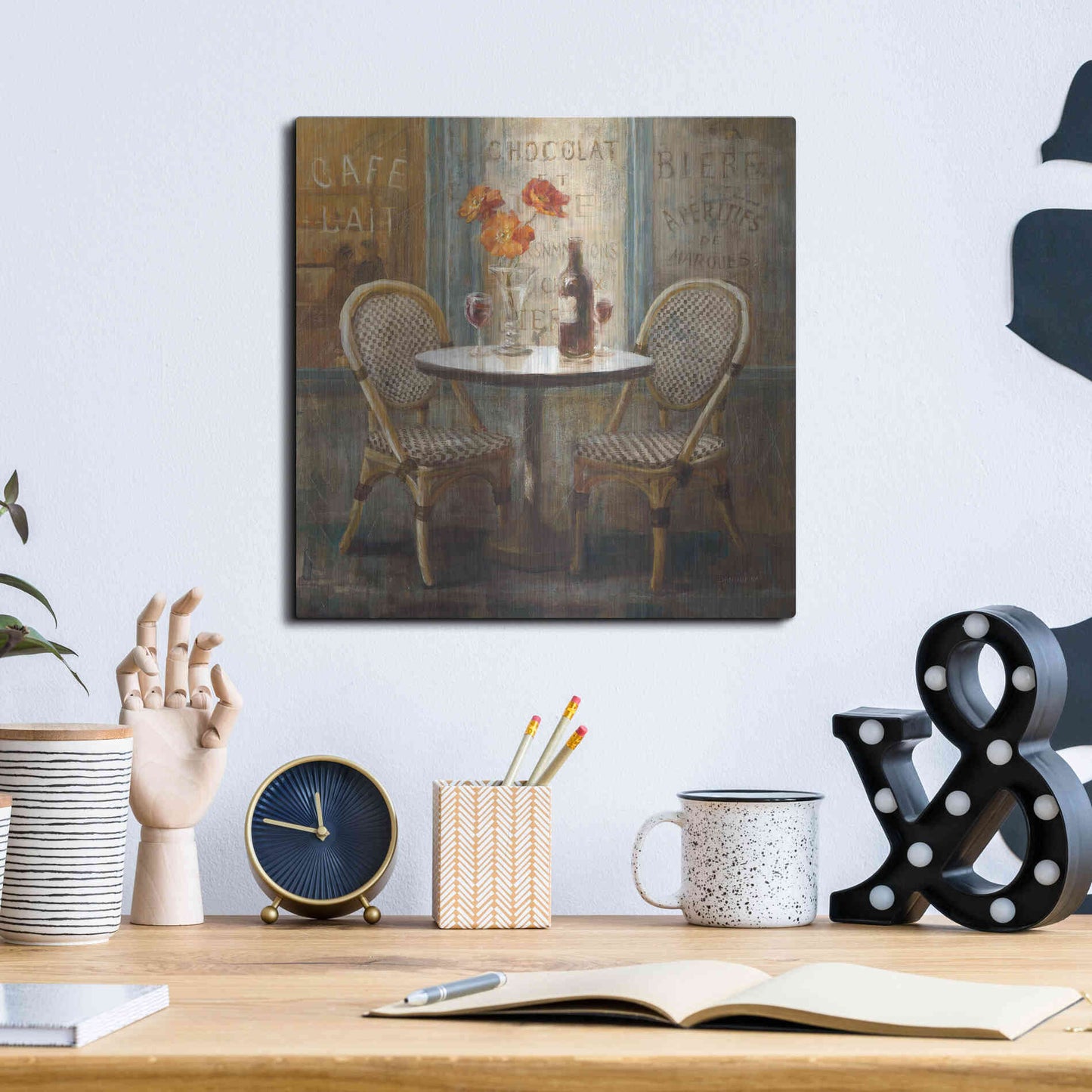 Luxe Metal Art 'Meet Me at Le Cafe I' by Danhui Nai, Metal Wall Art,12x12