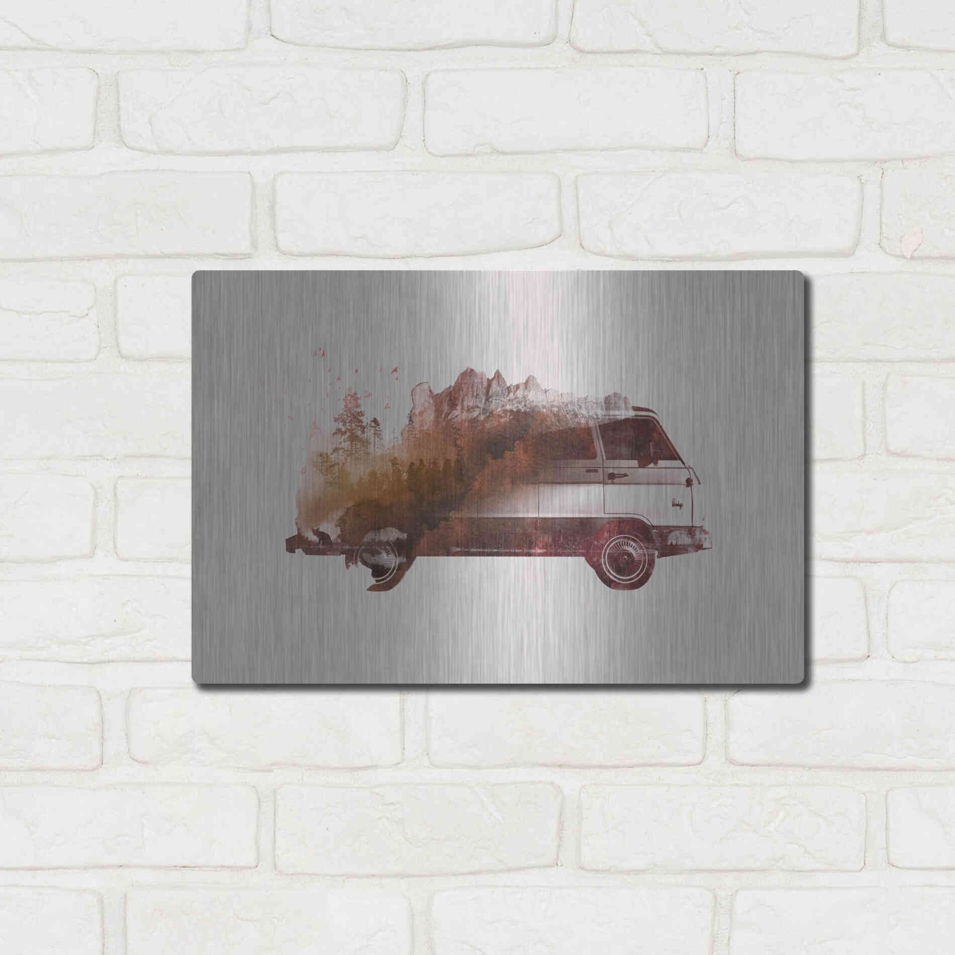 Luxe Metal Art 'Drive Me Back Home No. 1' by Robert Farkas, Metal Wall Art,16x12