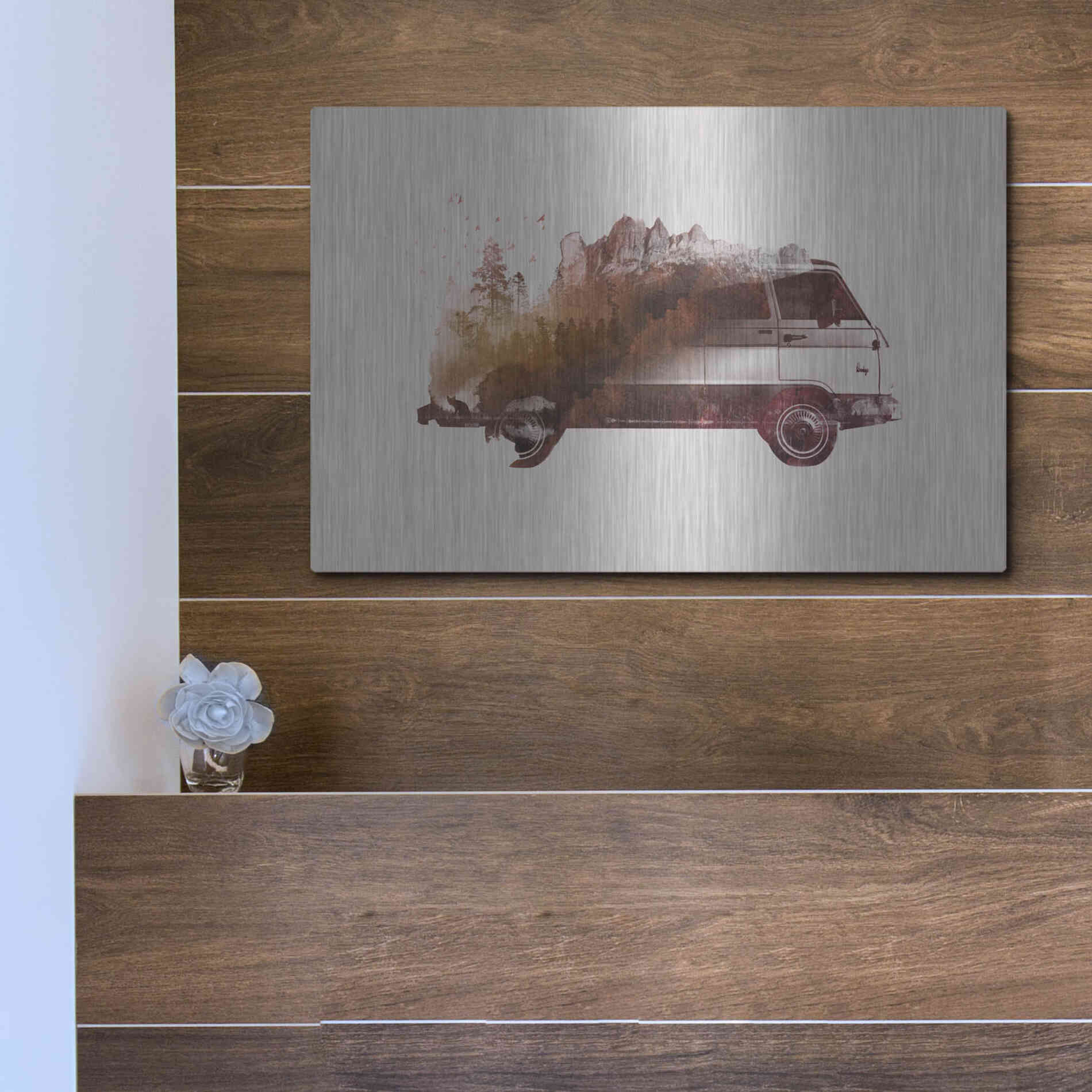 Luxe Metal Art 'Drive Me Back Home No. 1' by Robert Farkas, Metal Wall Art,16x12