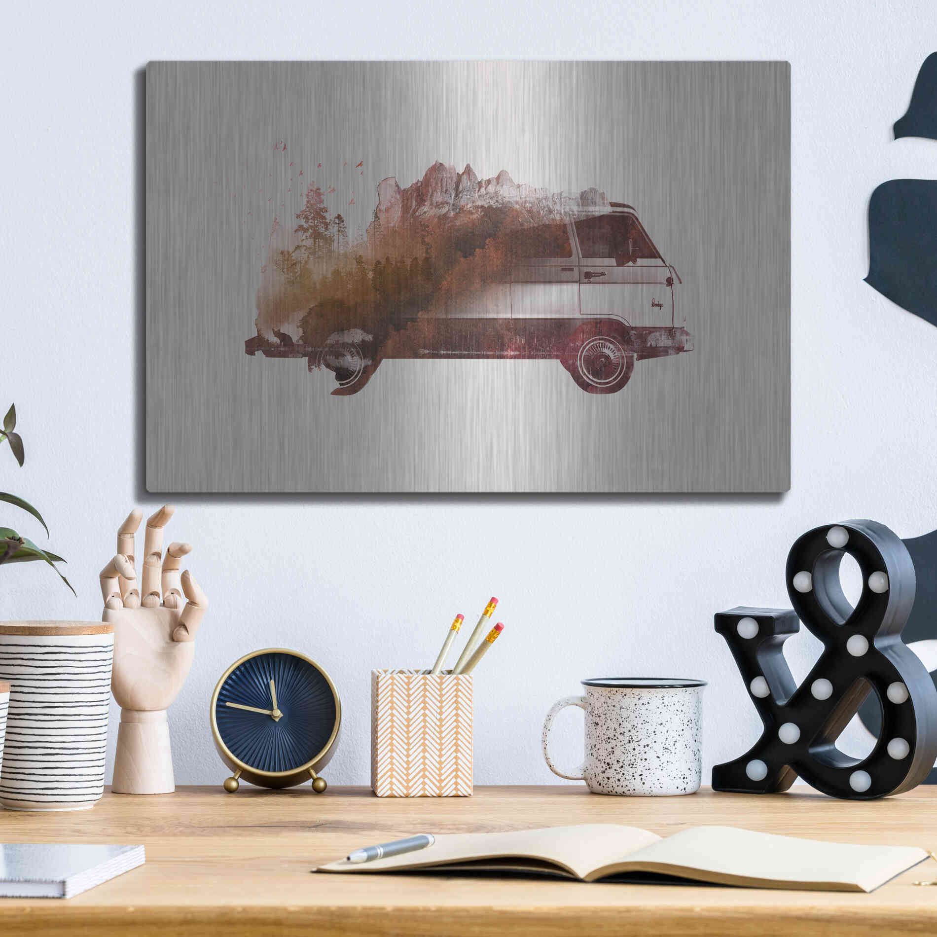 Luxe Metal Art 'Drive Me Back Home No. 1' by Robert Farkas, Metal Wall Art,16x12