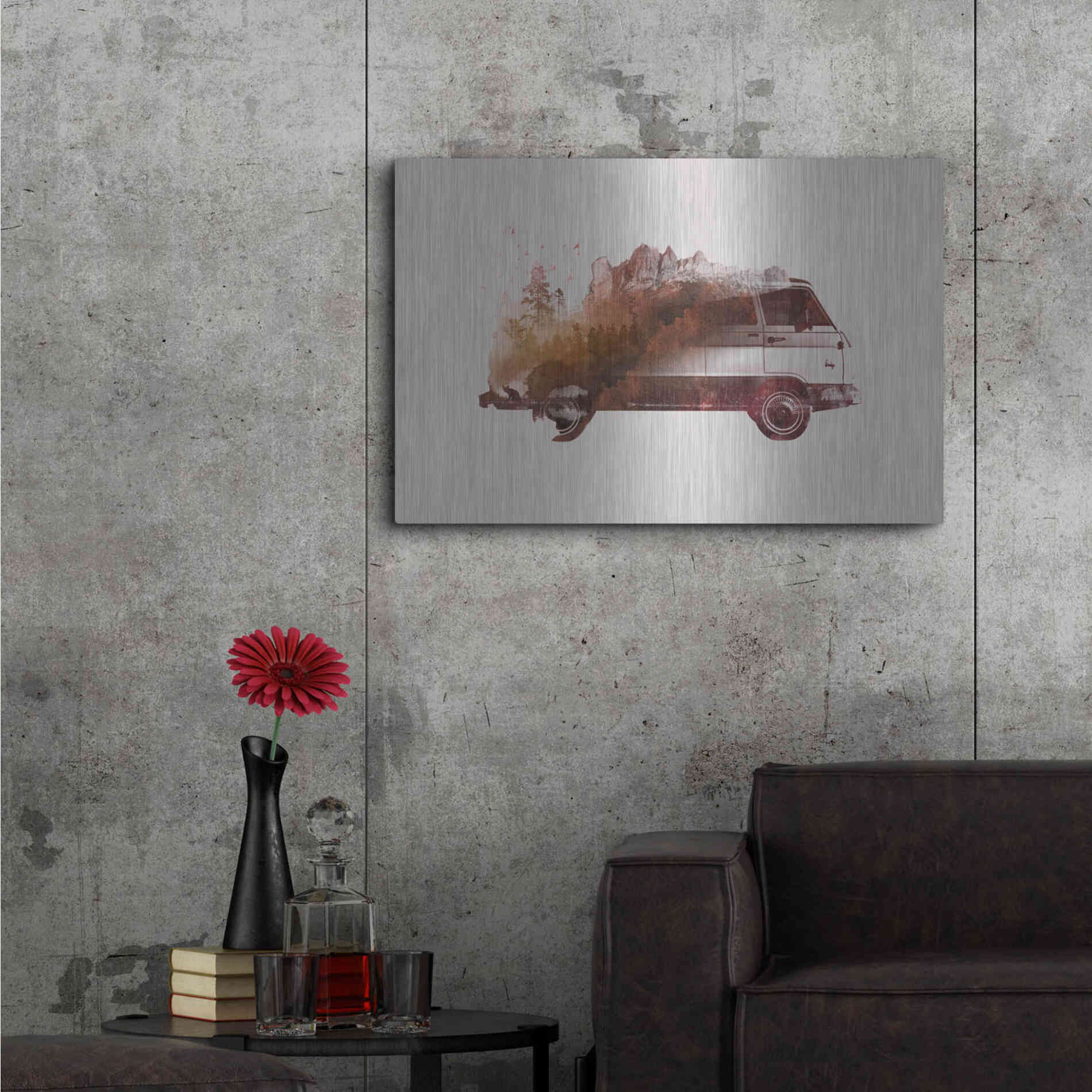 Luxe Metal Art 'Drive Me Back Home No. 1' by Robert Farkas, Metal Wall Art,36x24