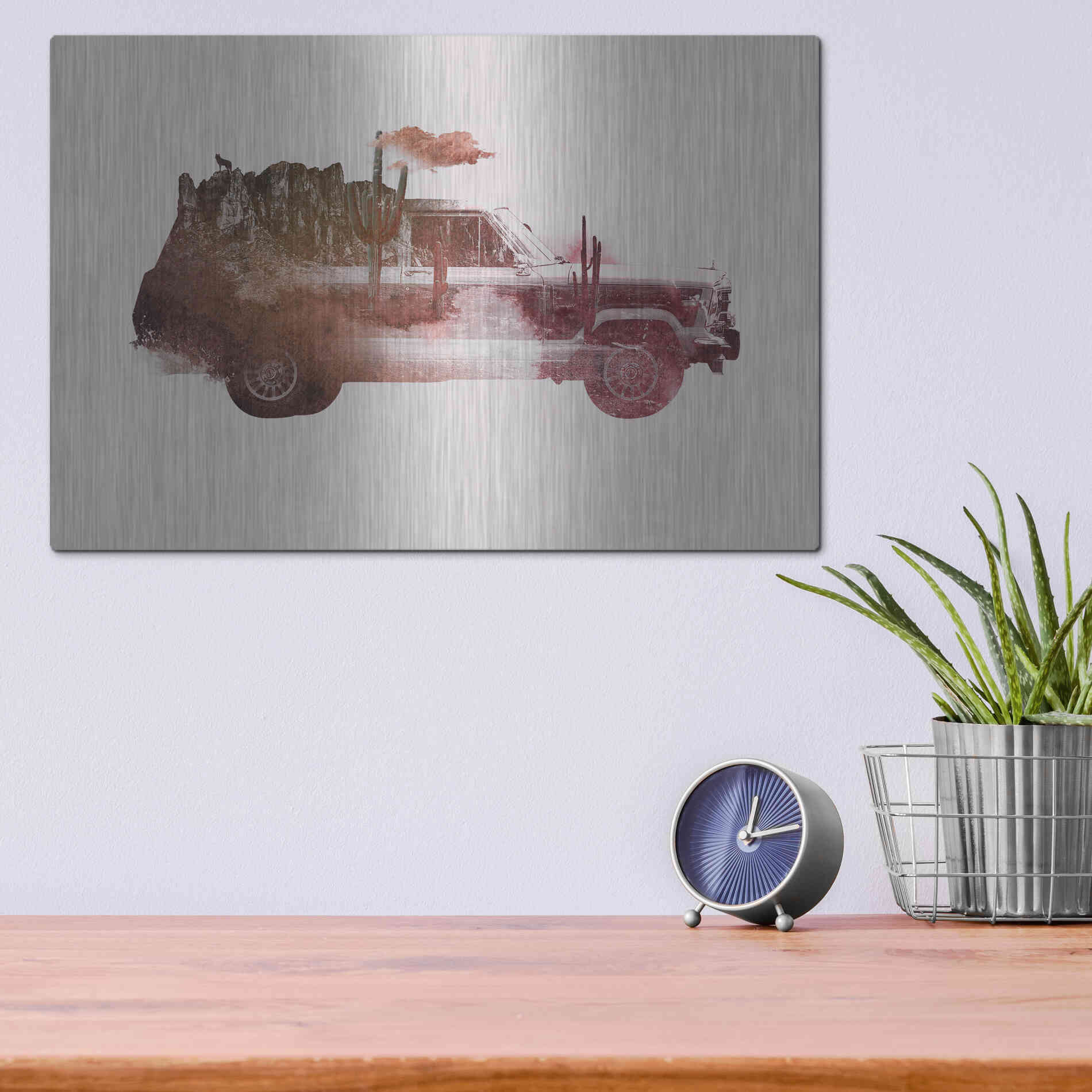 Luxe Metal Art 'Drive Me Back Home No. 2' by Robert Farkas, Metal Wall Art,16x12