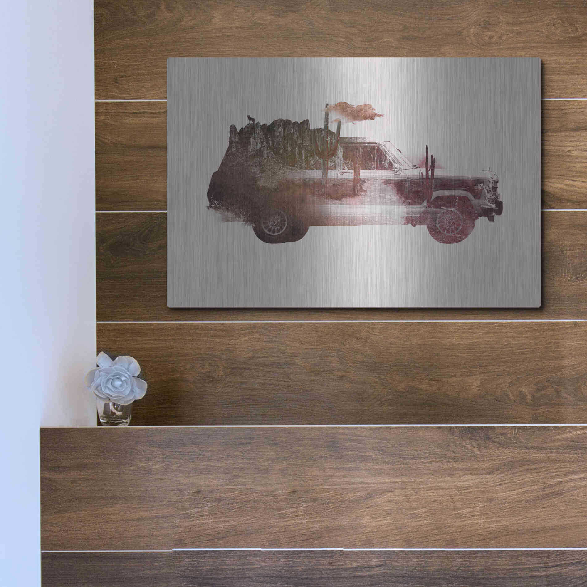 Luxe Metal Art 'Drive Me Back Home No. 2' by Robert Farkas, Metal Wall Art,16x12