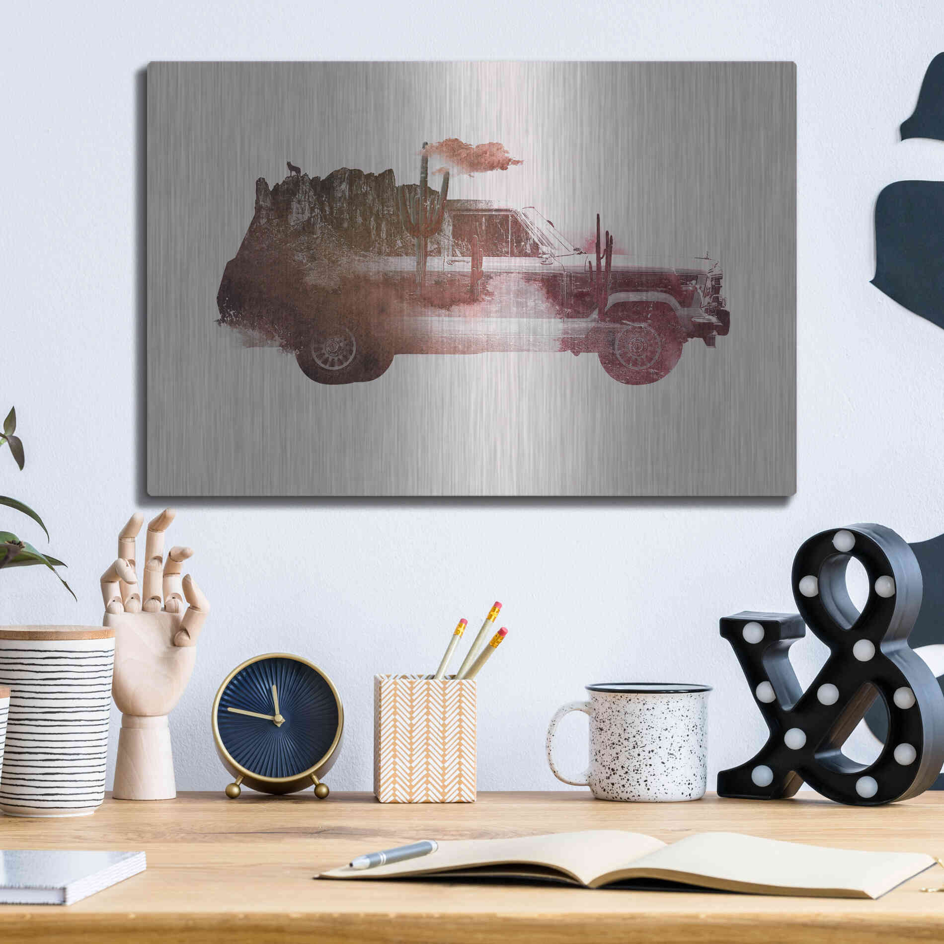 Luxe Metal Art 'Drive Me Back Home No. 2' by Robert Farkas, Metal Wall Art,16x12