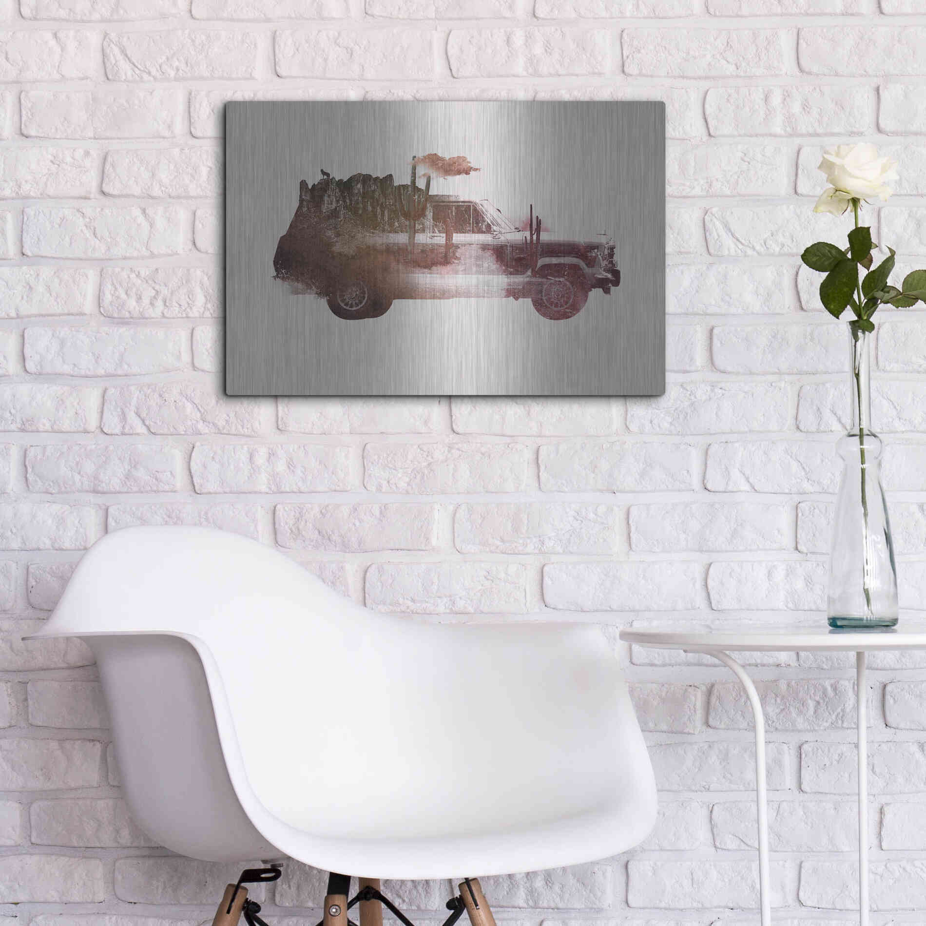 Luxe Metal Art 'Drive Me Back Home No. 2' by Robert Farkas, Metal Wall Art,24x16