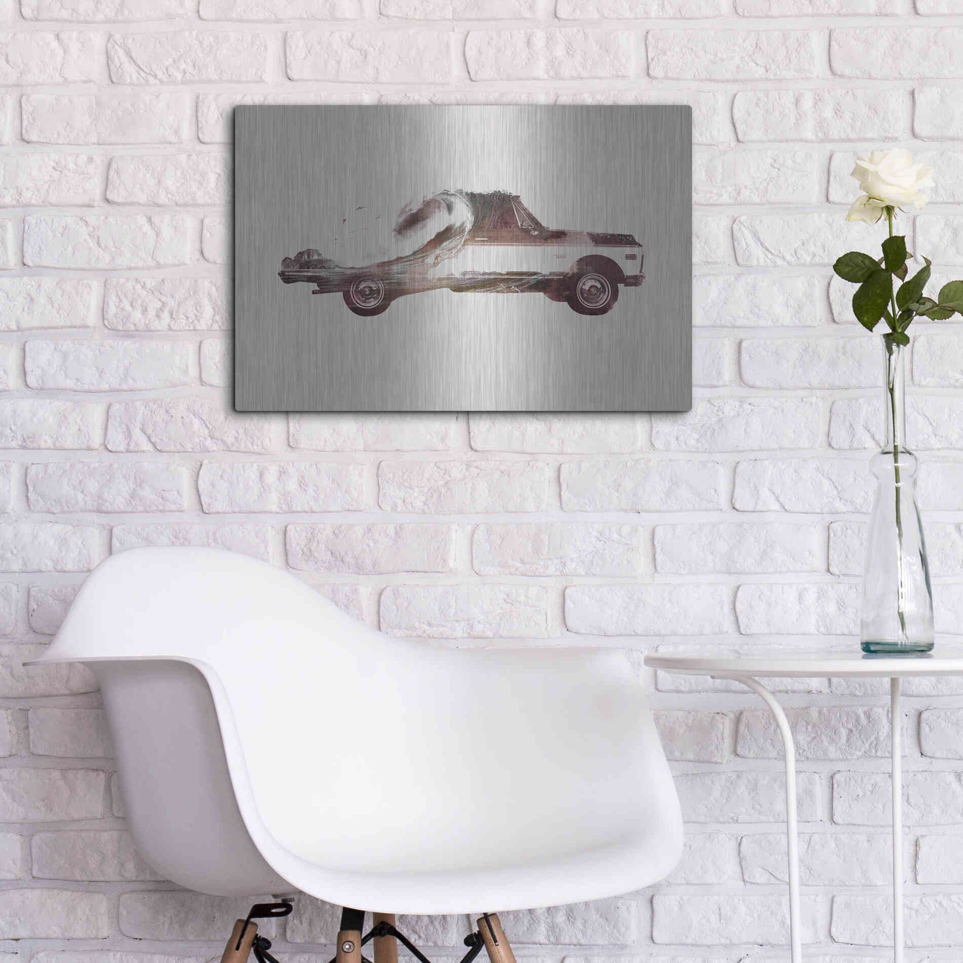 Luxe Metal Art 'Drive Me Back Home No. 3' by Robert Farkas, Metal Wall Art,24x16